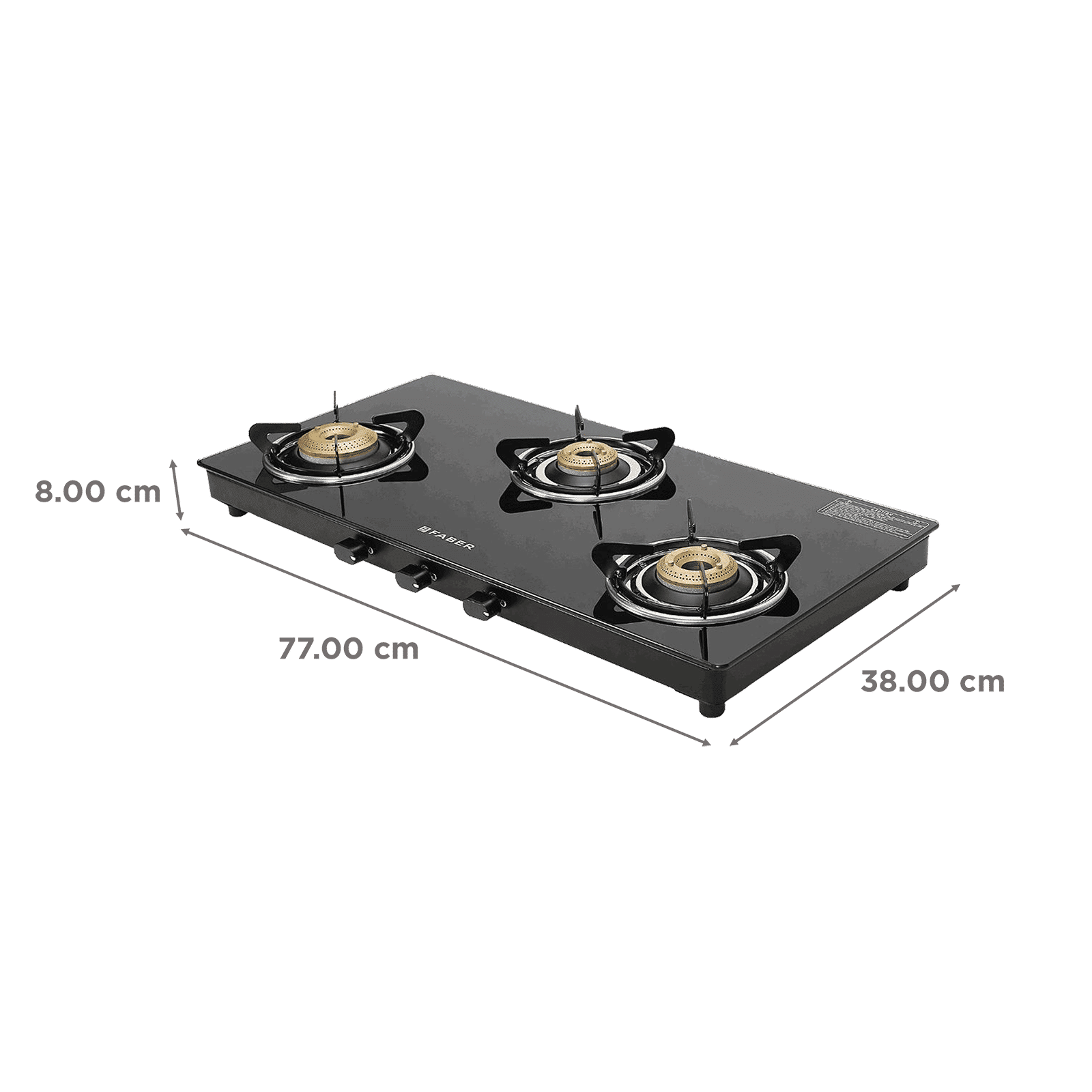 FABER Spark 3 Burner Manual Gas Stove (Knob Controlled, Black)_2