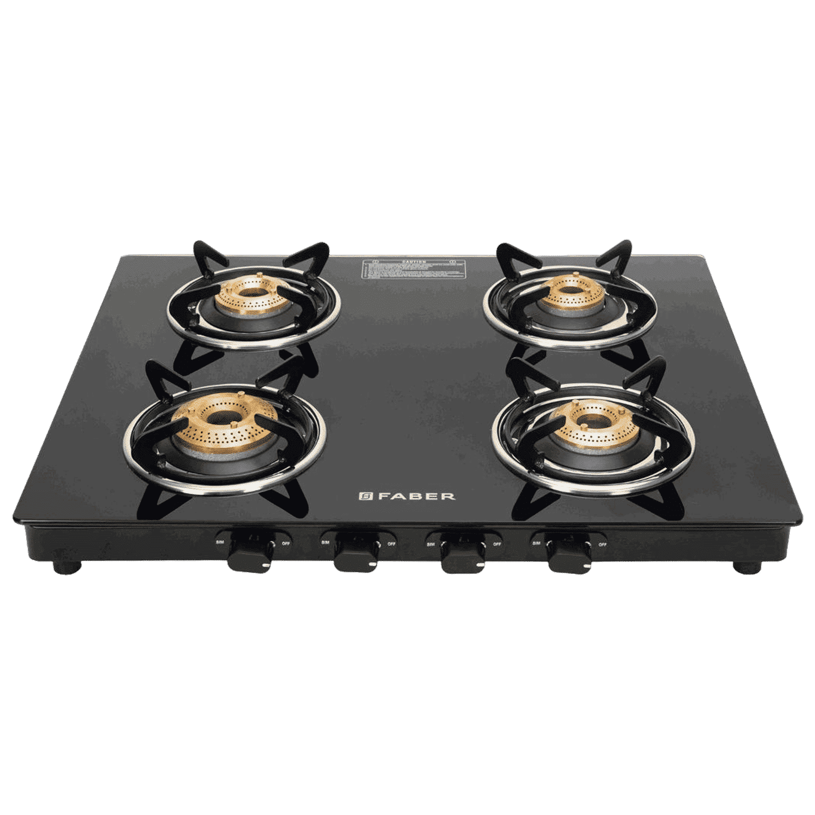 FABER Spark 4 Burner Manual Gas Stove (Knob Control, Black)_1