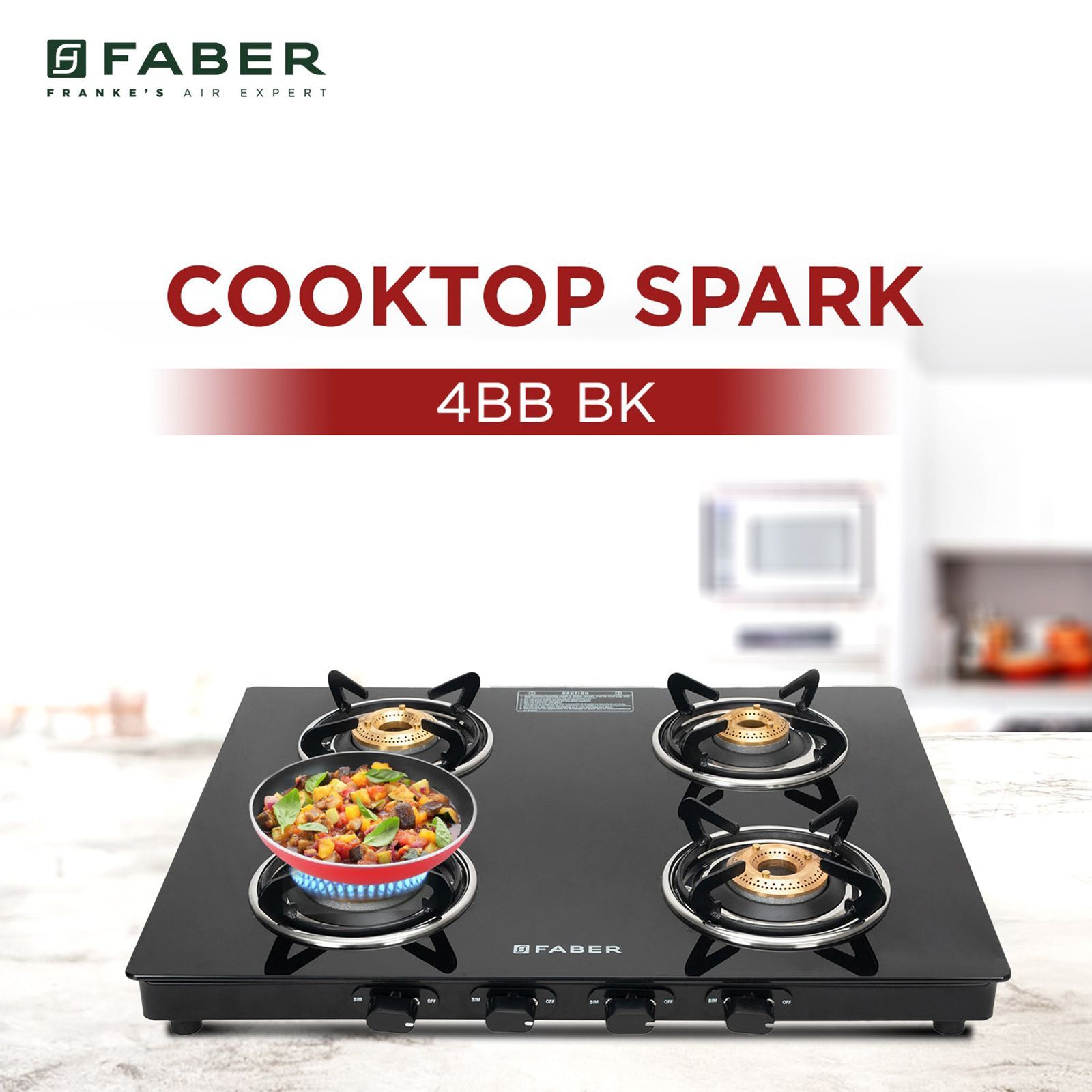FABER Spark 4 Burner Manual Gas Stove (Knob Control, Black)_8