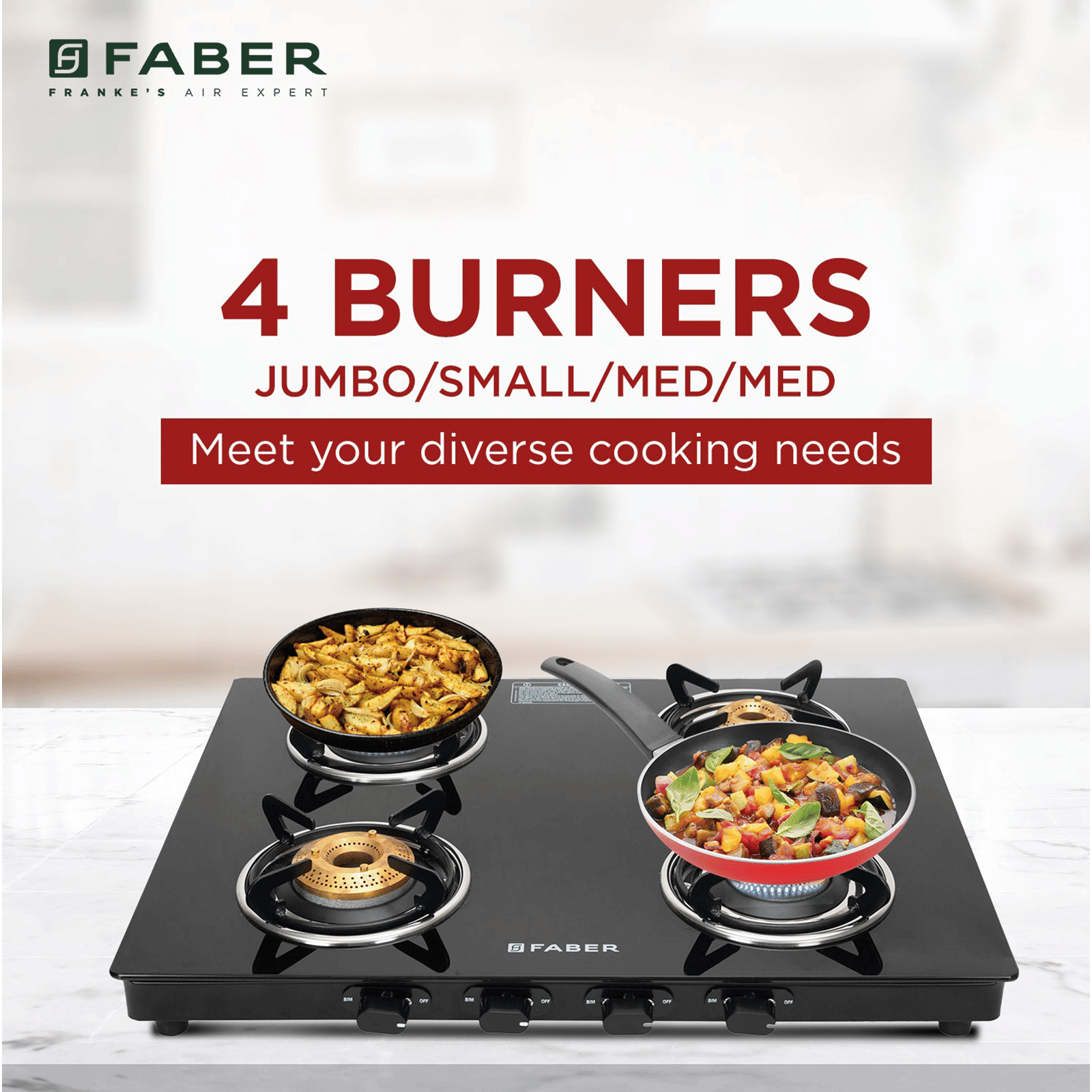 FABER Spark 4 Burner Manual Gas Stove (Knob Control, Black)_9