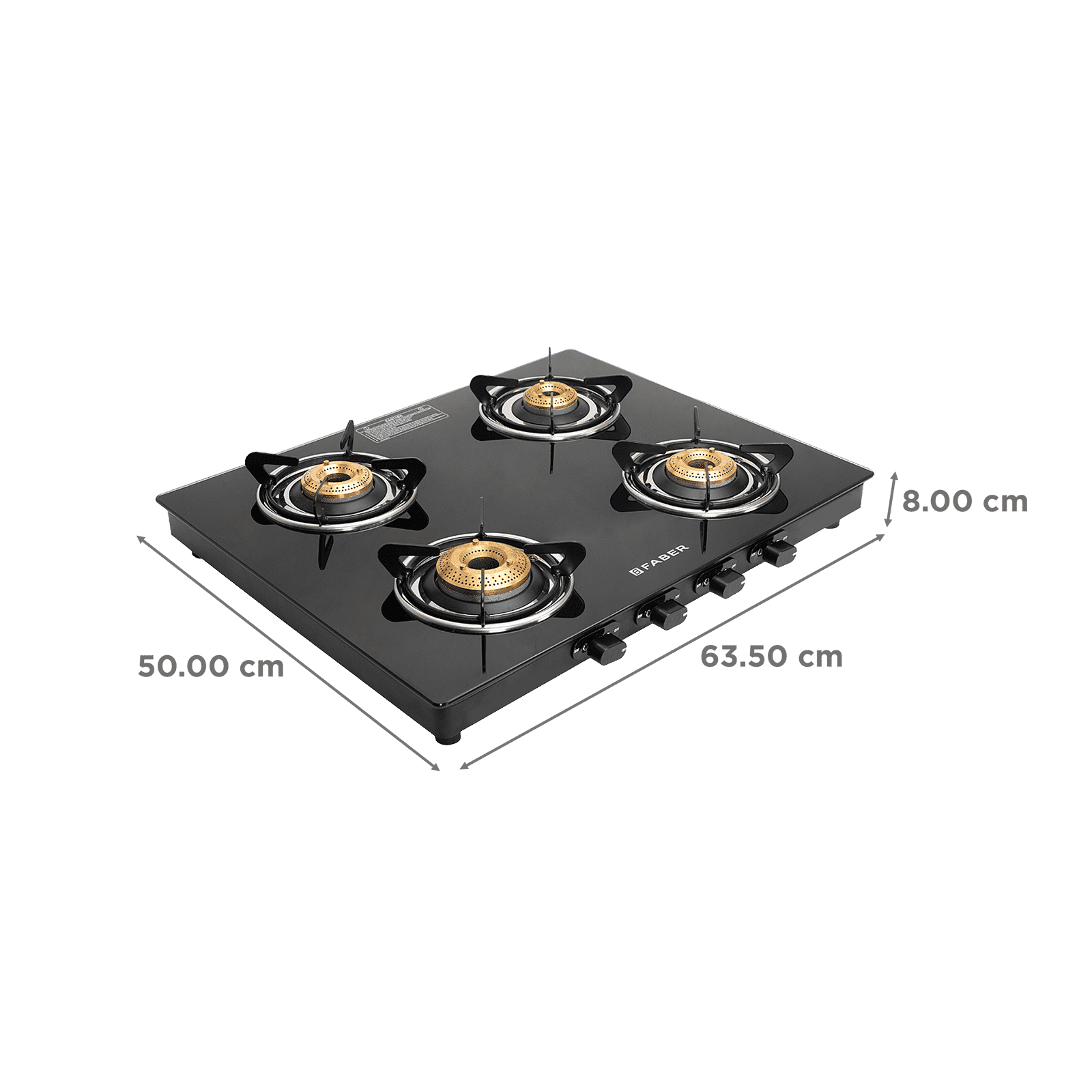 FABER Spark 4 Burner Manual Gas Stove (Knob Control, Black)_2