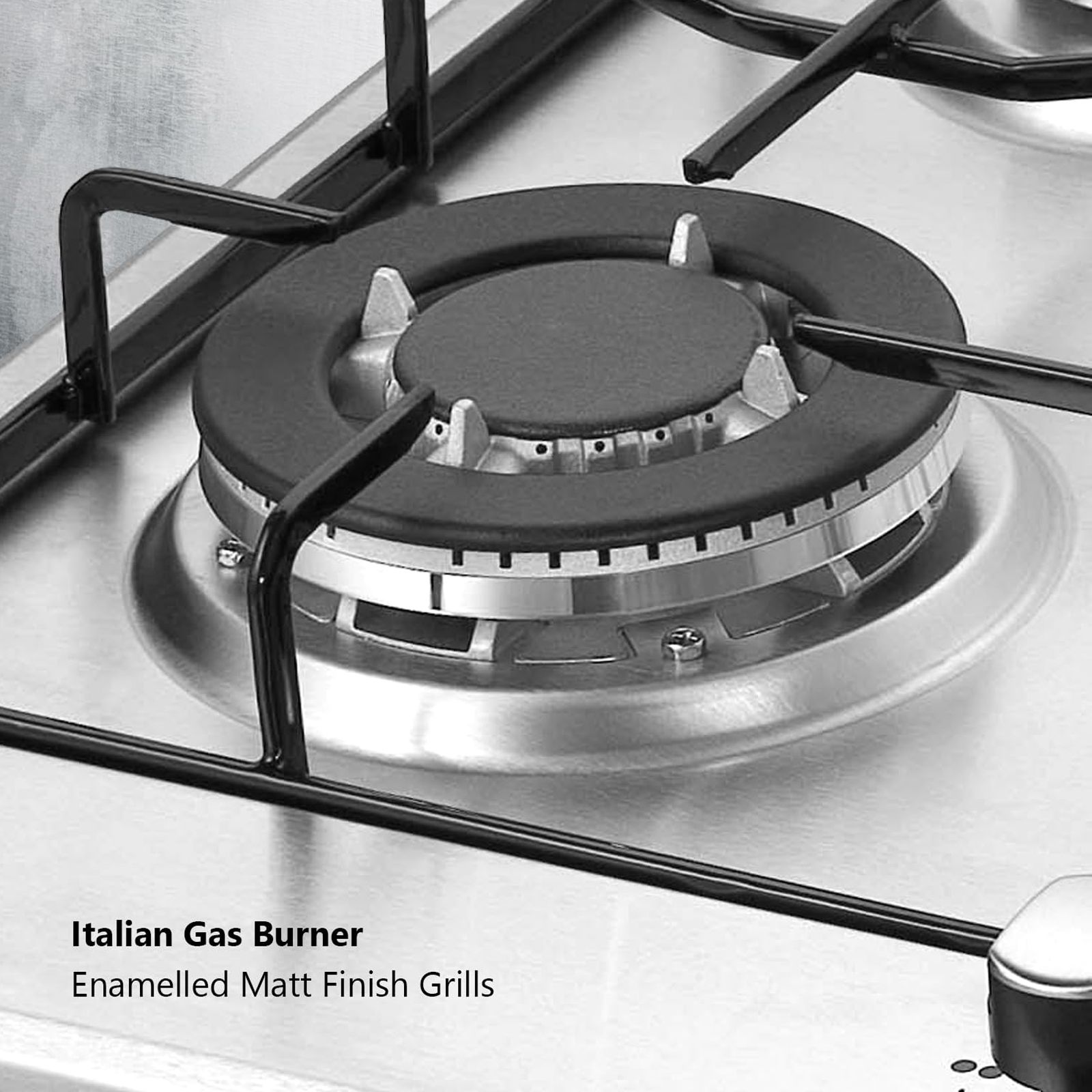 KAFF NE 4B 60 SS 4 Burner Automatic Hob (Matt Enameled Pan Support, Silver)_4