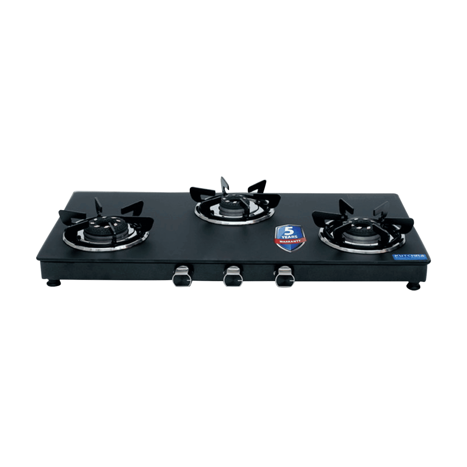 Kutchina SAPPHIRE 3B Toughened Glass Top 3 Burner Manual Gas Stove (Inner & Outer Locking, Black)_1
