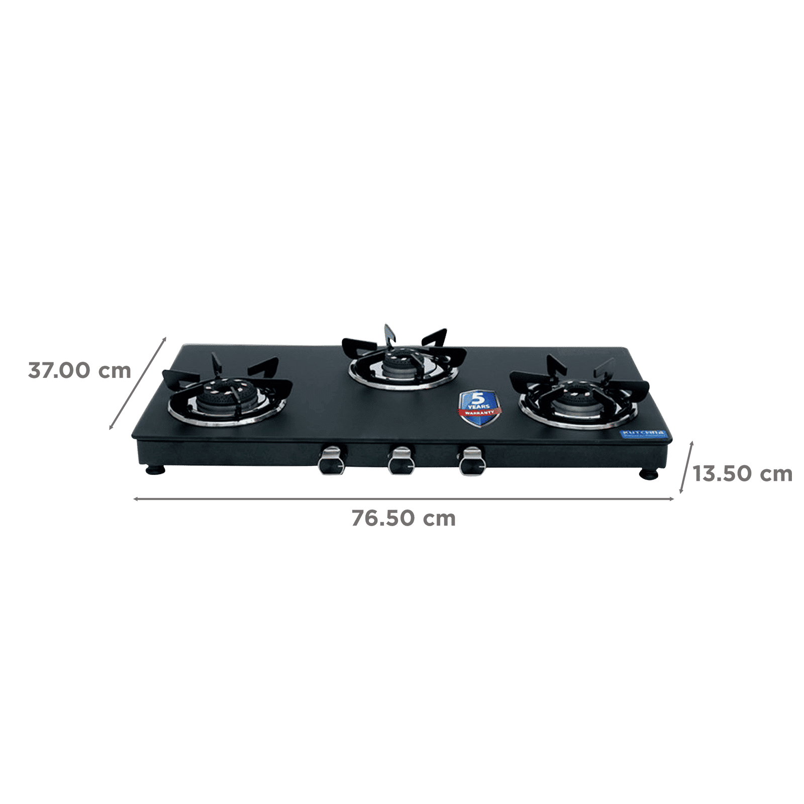 Kutchina SAPPHIRE 3B Toughened Glass Top 3 Burner Manual Gas Stove (Inner & Outer Locking, Black)_2