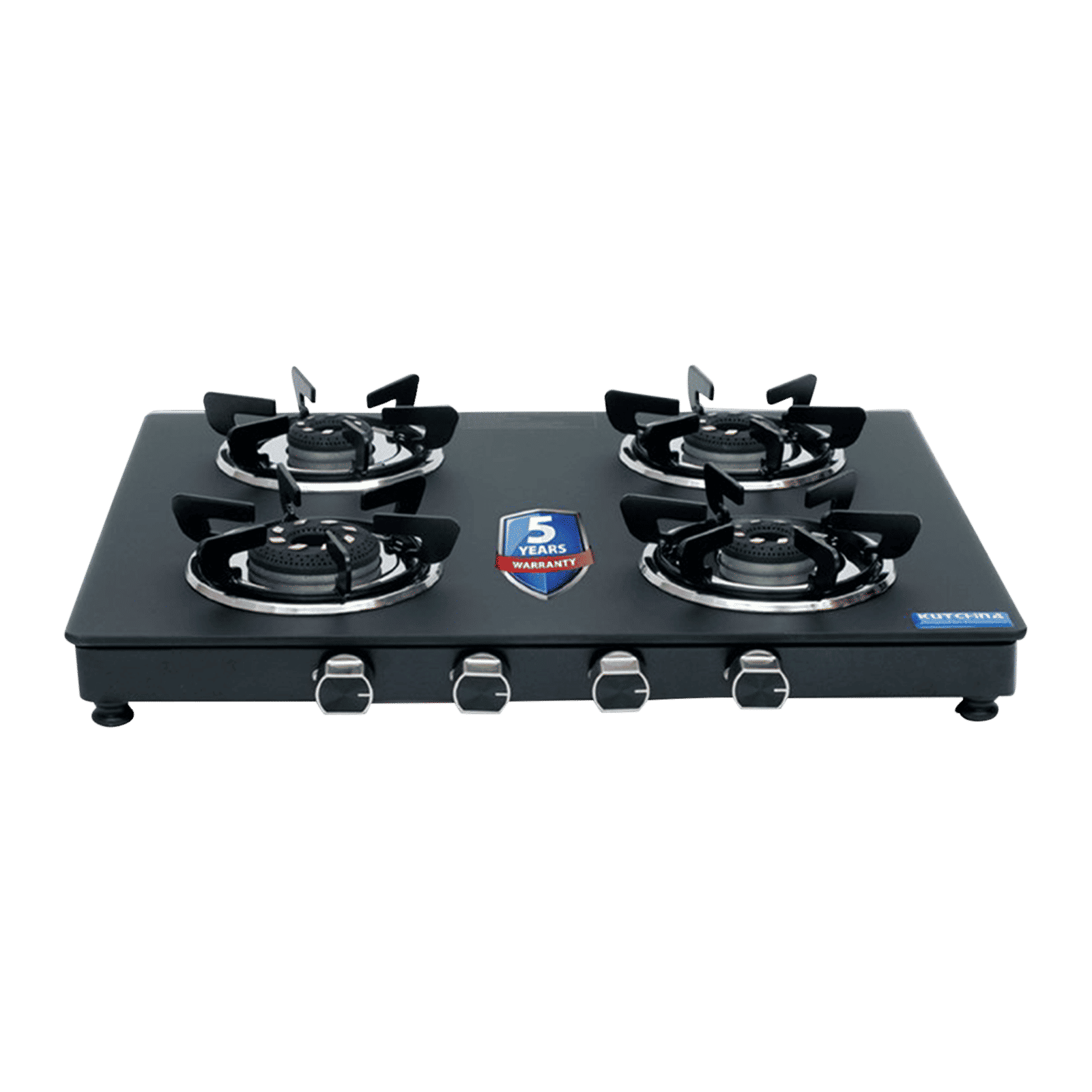 Kutchina SAPPHIRE 4B Toughened Glass Top 4 Burner Manual Gas Stove (Inner & Outer Locking, Black)_1