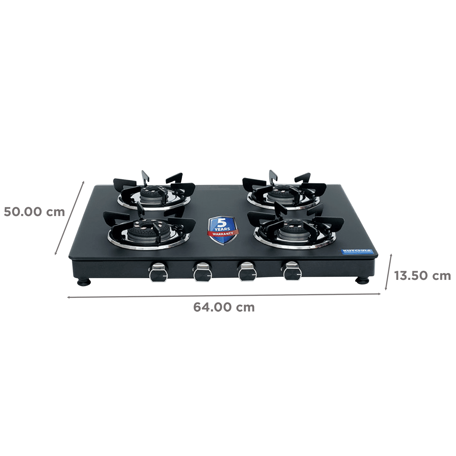 Kutchina SAPPHIRE 4B Toughened Glass Top 4 Burner Manual Gas Stove (Inner & Outer Locking, Black)_2
