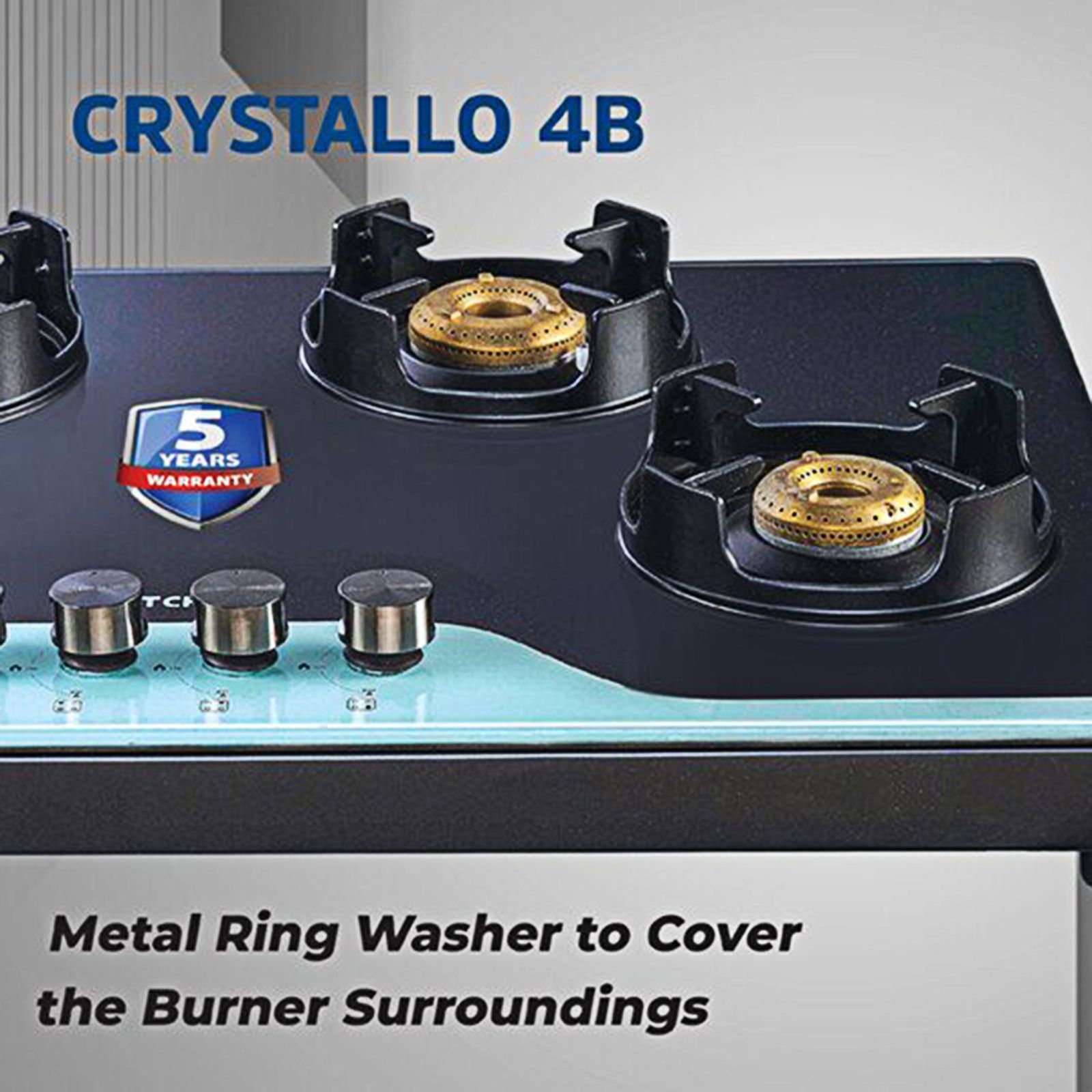 Kutchina CRYSTALLO 4B Toughened Glass Top 4 Burner Automatic Gas Stove (Inner & Outer Locking, Black) Kutchina CRYSTALLO 4B Toughened Glass Top 4 Burner Automatic Gas Stove (Inner & Outer Locking, Black)_5