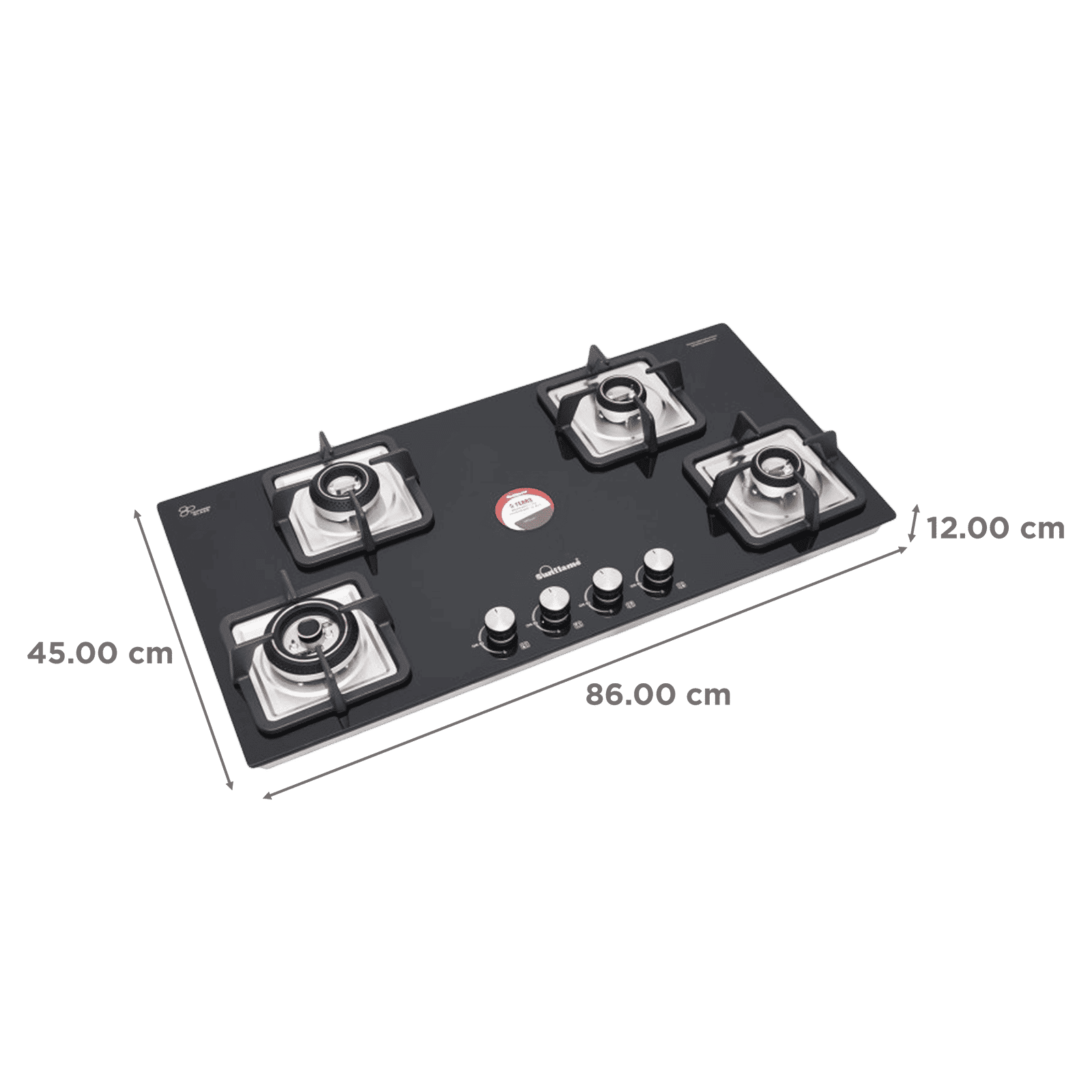 Sunflame SFD486BCS Toughened Glass Top 4 Burner Automatic Hob (Cast Iron Pan Supports, Black) Sunflame SFD486BCS Toughened Glass Top 4 Burner Automatic Hob (Cast Iron Pan Supports, Black)_2