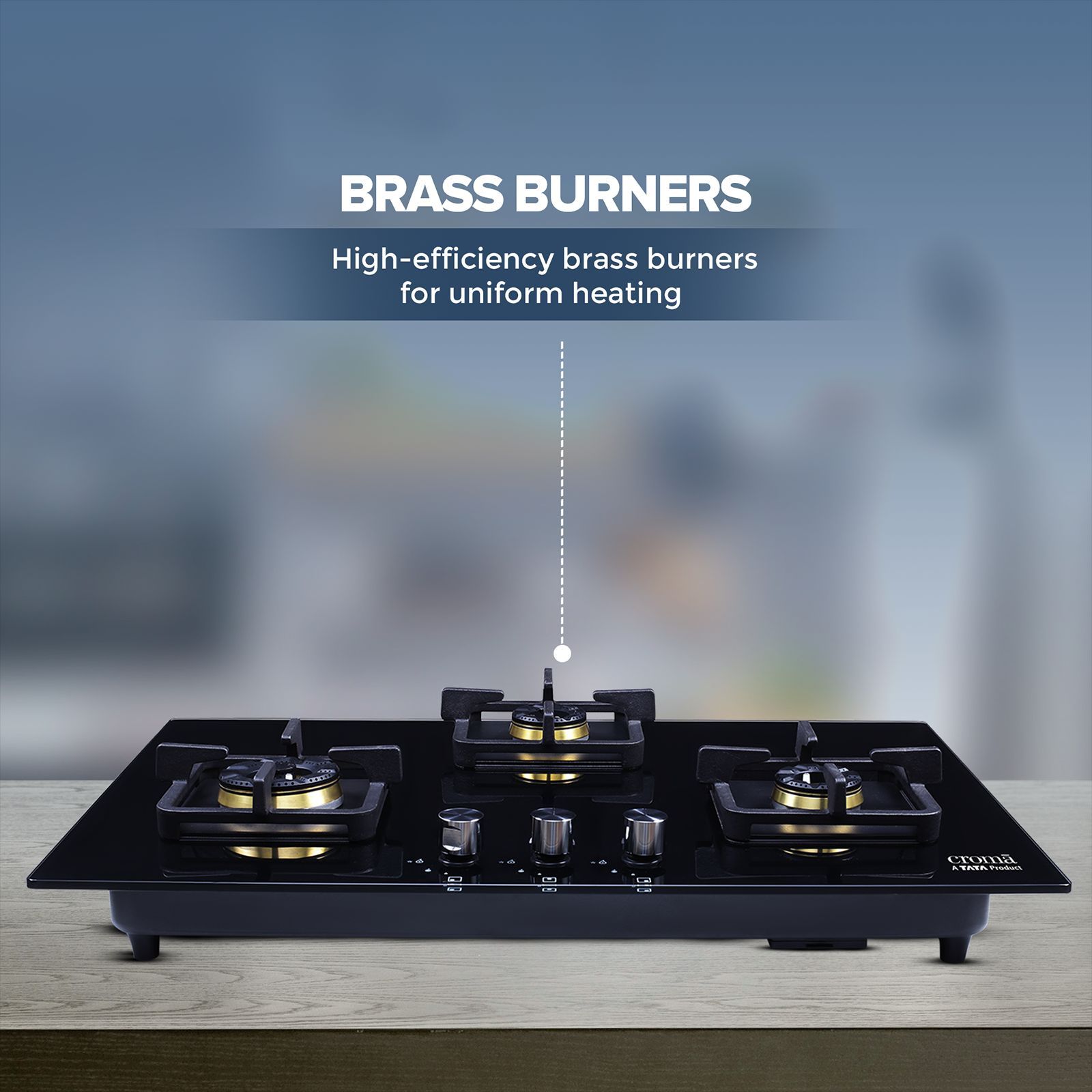 Croma Toughened Glass Top 3 Burner Automatic Hob (Cast Iron Pan Supports, Black)_11