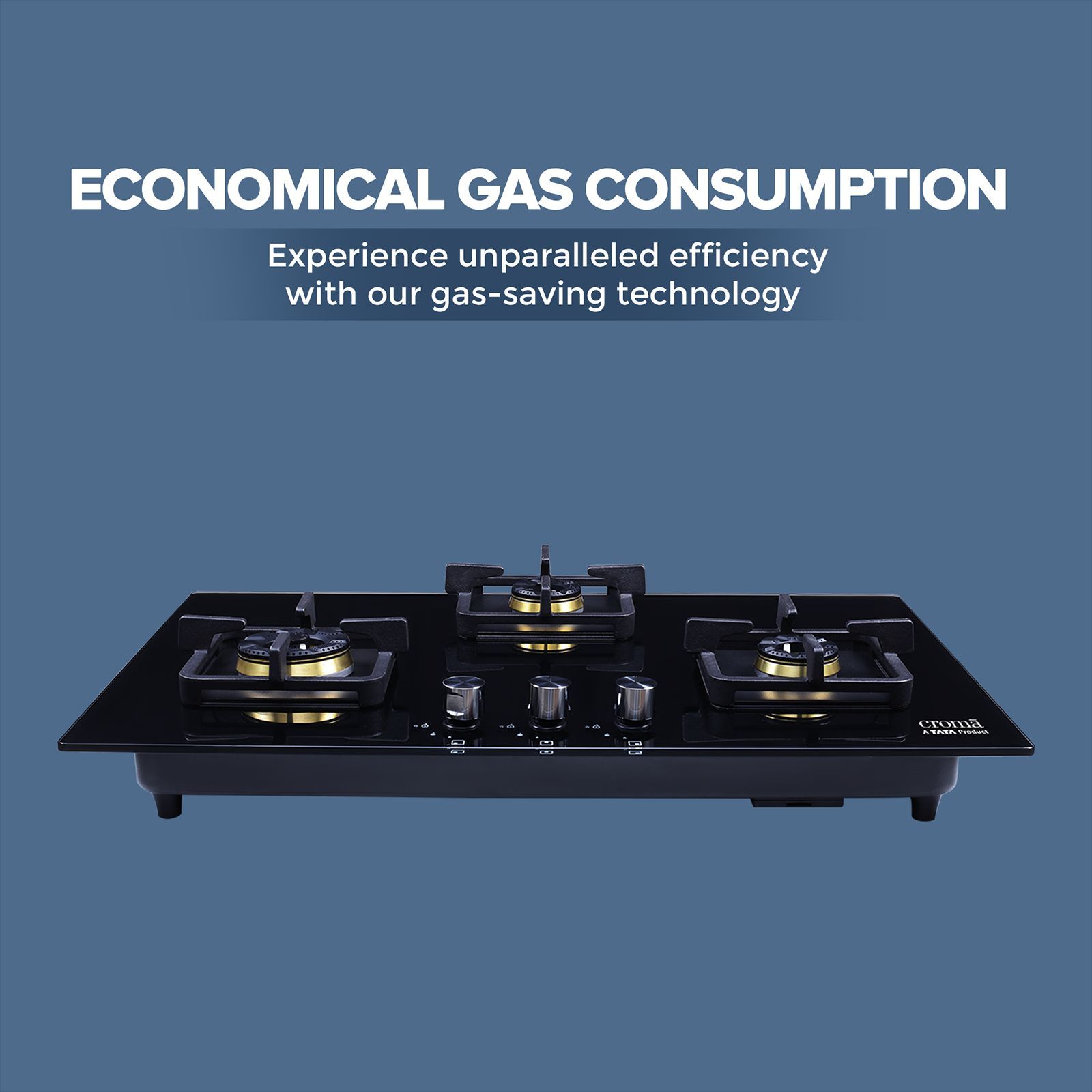 Croma Toughened Glass Top 3 Burner Automatic Hob (Cast Iron Pan Supports, Black)_12