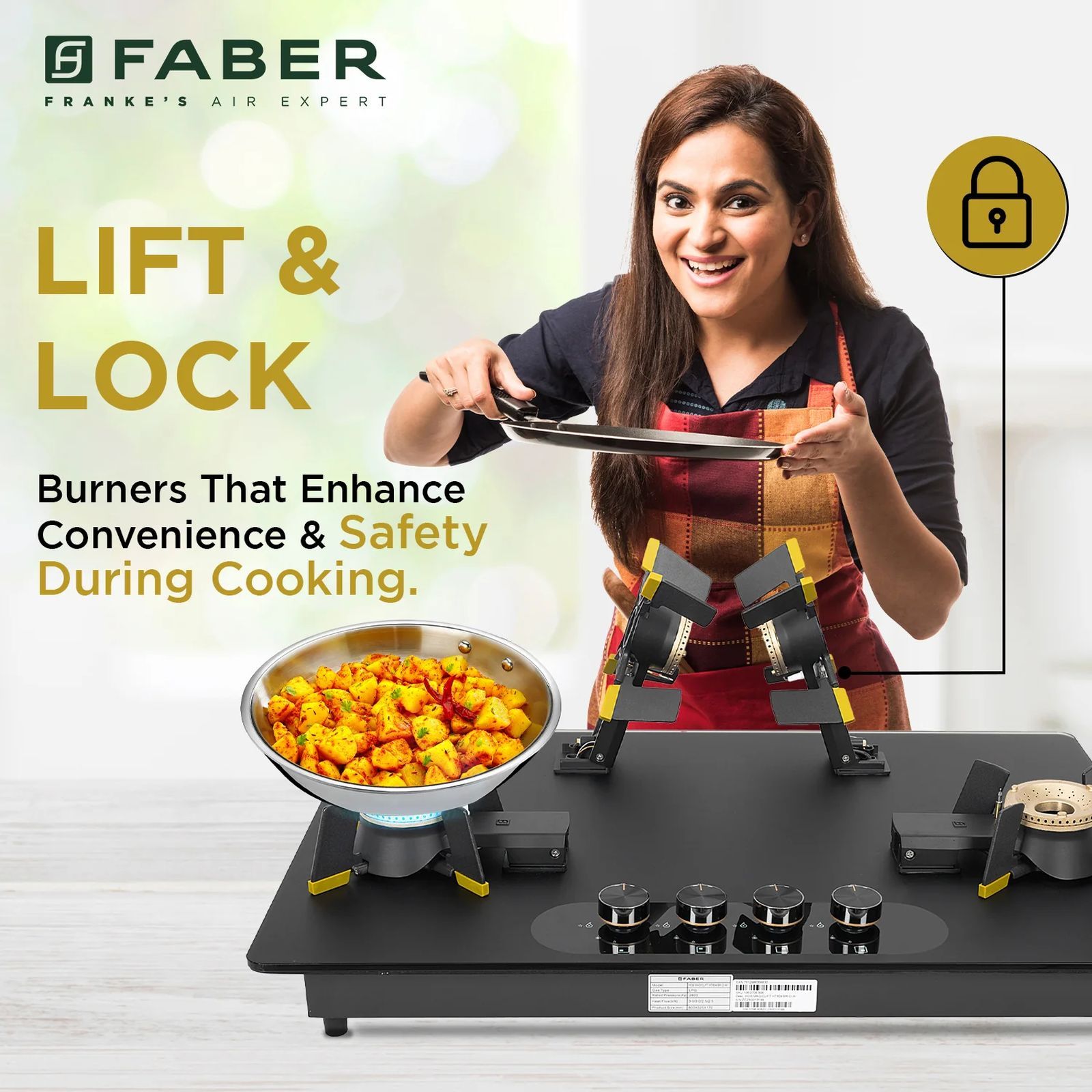 FABER Magiclift HT804 BR CI AI Toughened Glass Top 4 Burner Automatic Hob (Flame Failure Device, Black) FABER Magiclift HT804 BR CI AI Toughened Glass Top 4 Burner Automatic Hob (Flame Failure Device, Black)_8