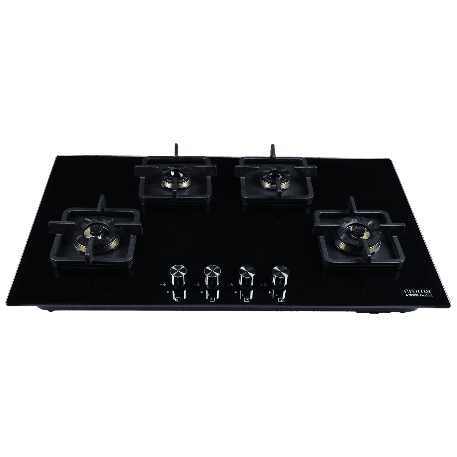 Croma AG1510 Toughened Glass Top 4 Burner Automatic Hob (Black Enamel Coated Drip Tray, Black)_1