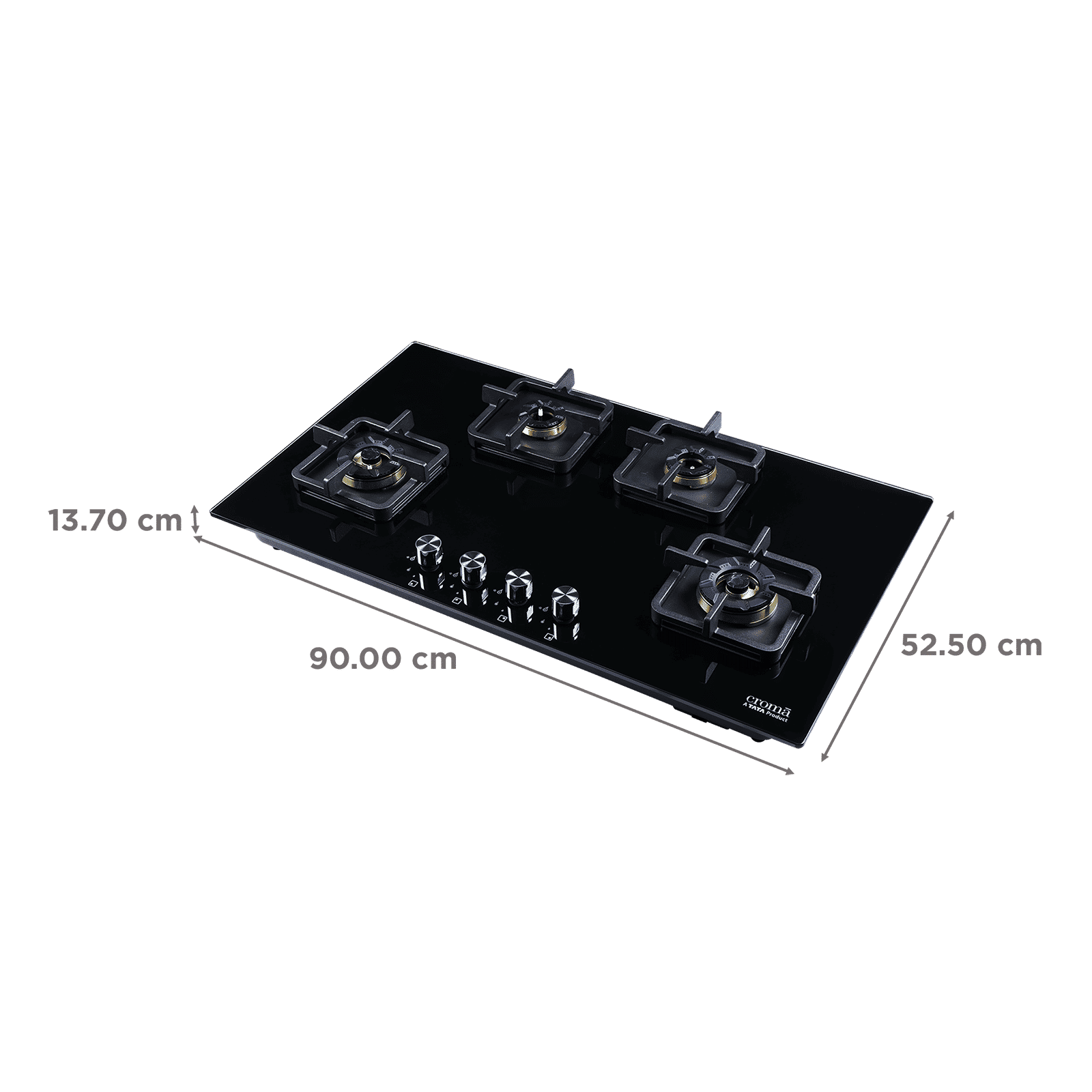 Croma AG1510 Toughened Glass Top 4 Burner Automatic Hob (Black Enamel Coated Drip Tray, Black)_2