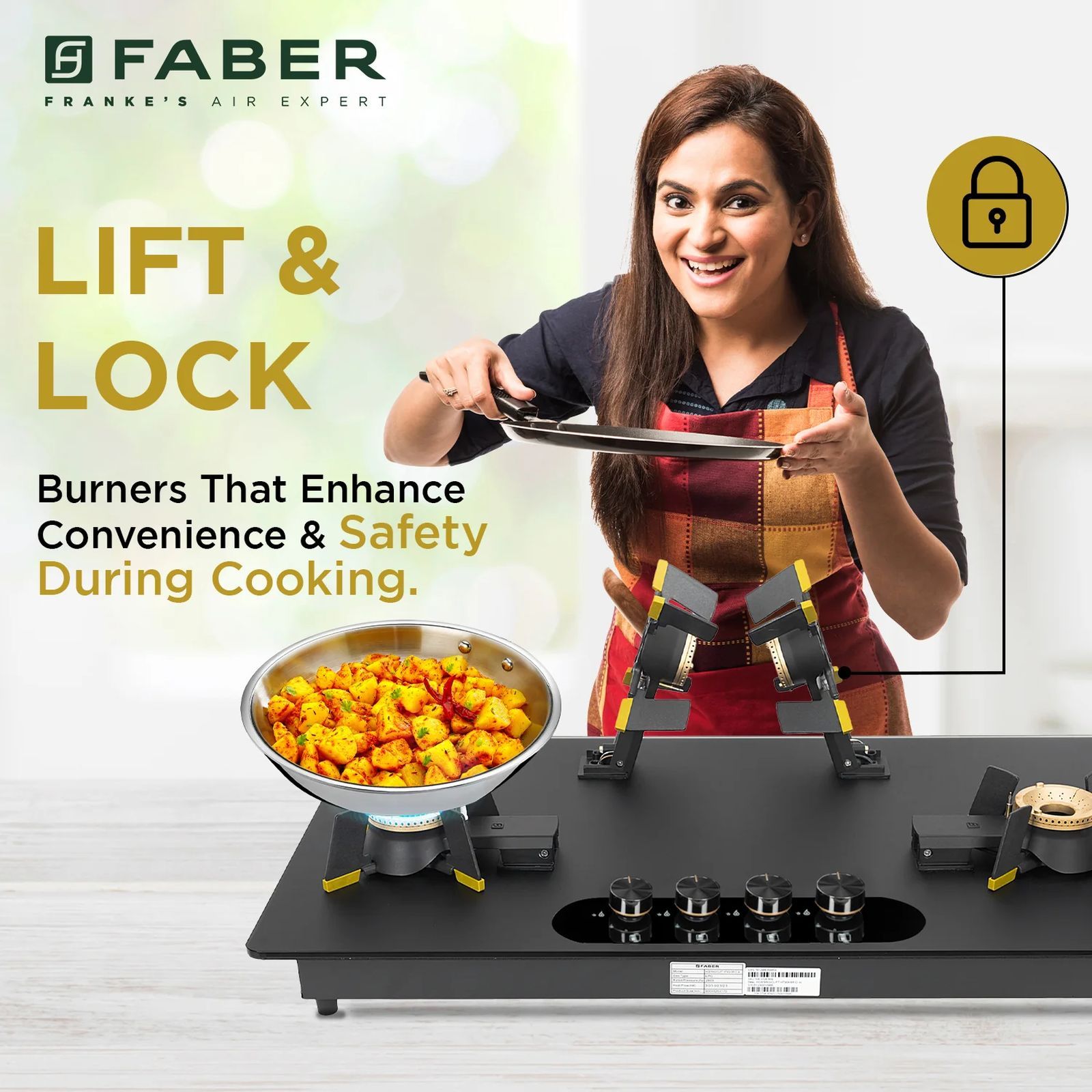 FABER Magiclift HT904 BR CI AI Toughened Glass Top 4 Burner Automatic Hob (Lift and Lock Feature, Black) FABER Magiclift HT904 BR CI AI Toughened Glass Top 4 Burner Automatic Hob (Lift and Lock Feature, Black)_10