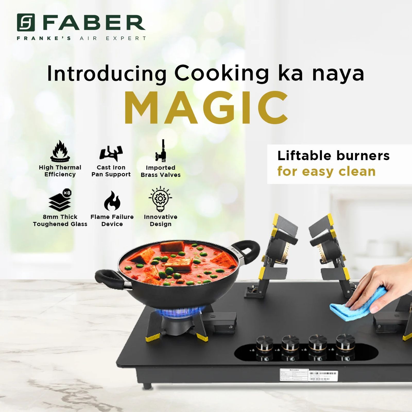 FABER Magiclift HT904 BR CI AI Toughened Glass Top 4 Burner Automatic Hob (Lift and Lock Feature, Black) FABER Magiclift HT904 BR CI AI Toughened Glass Top 4 Burner Automatic Hob (Lift and Lock Feature, Black)_11