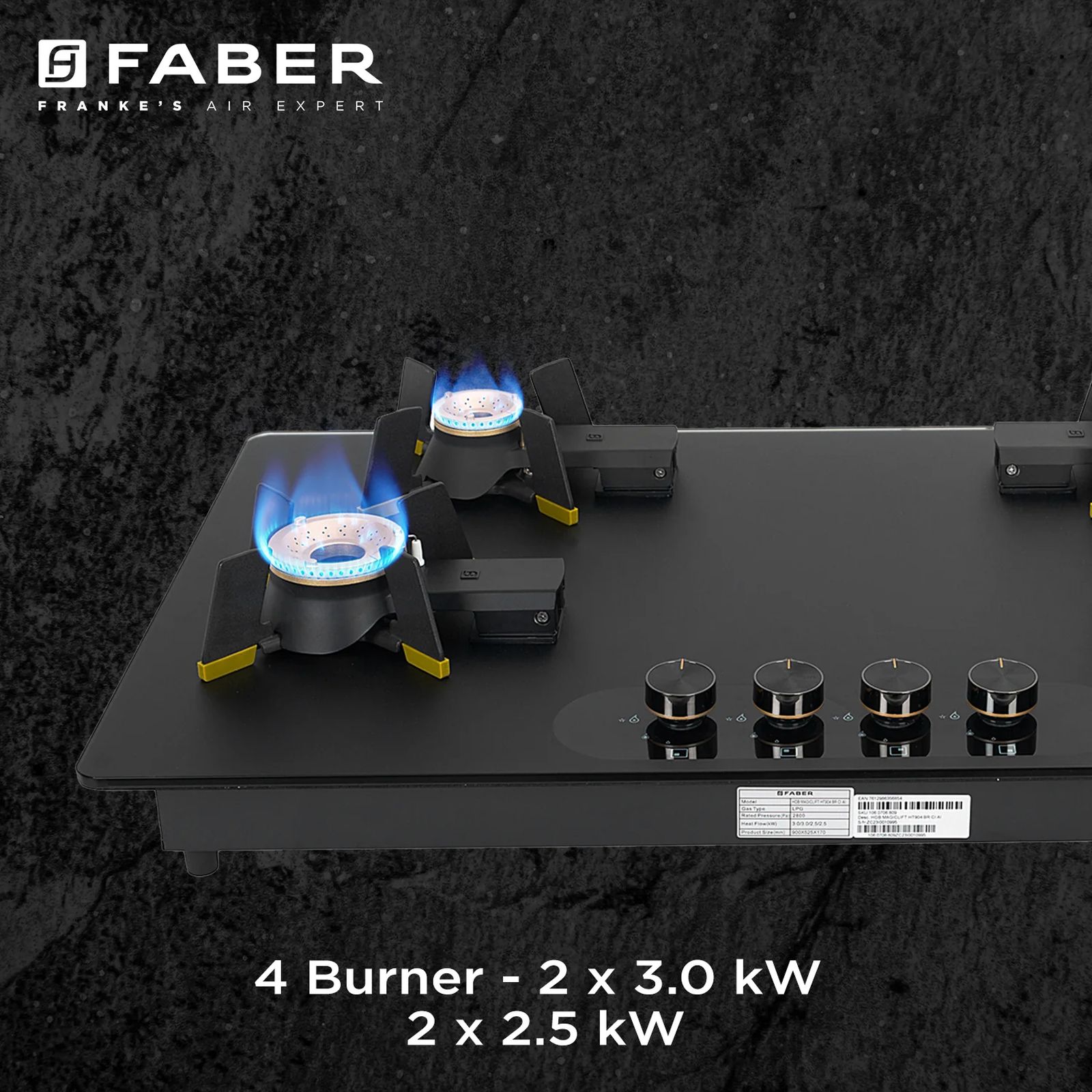 FABER Magiclift HT904 BR CI AI Toughened Glass Top 4 Burner Automatic Hob (Lift and Lock Feature, Black) FABER Magiclift HT904 BR CI AI Toughened Glass Top 4 Burner Automatic Hob (Lift and Lock Feature, Black)_7