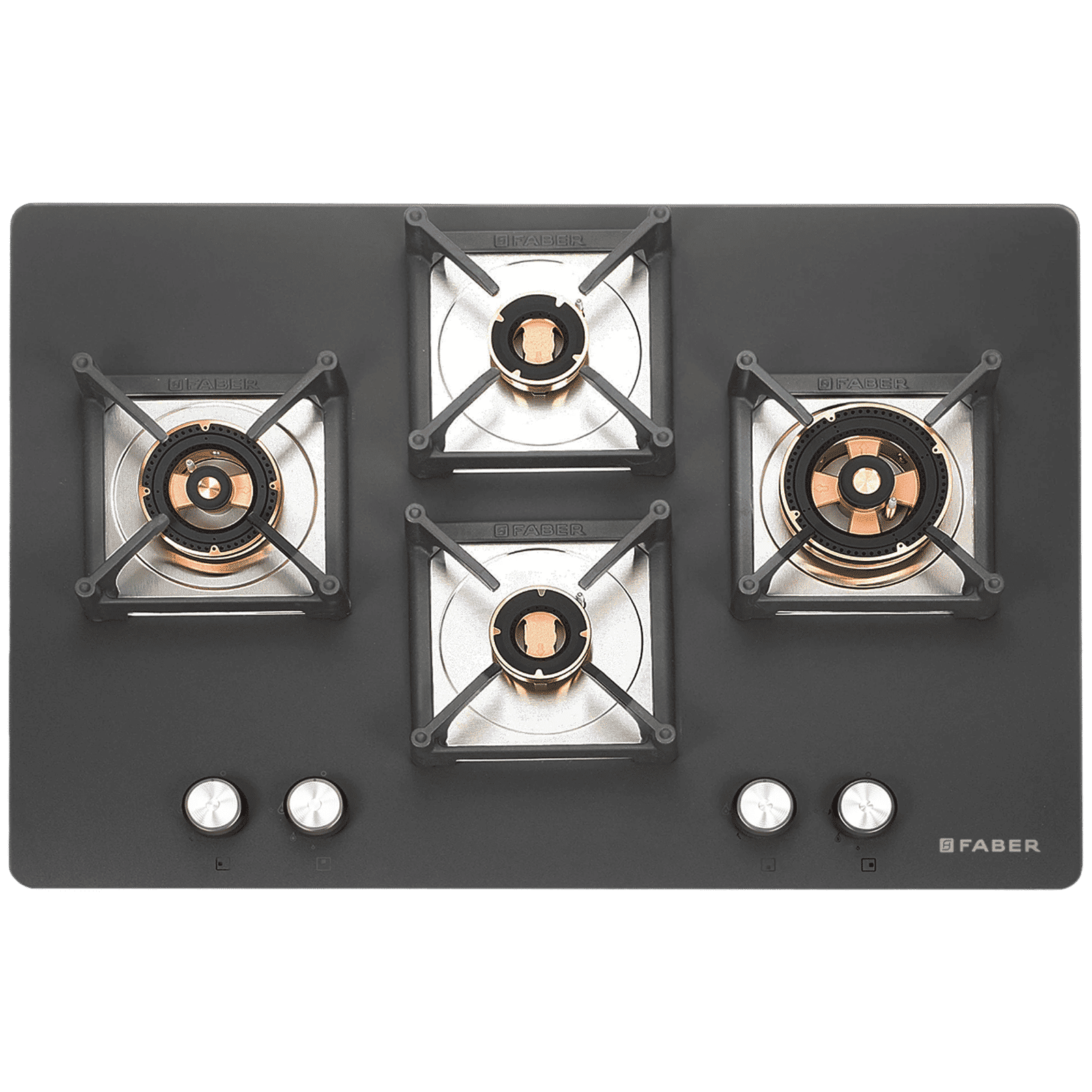 FABER BELLA HT 754 BR AI Glass Top 4 Burner Automatic Hob (Premium Metal Knobs, Black)_5