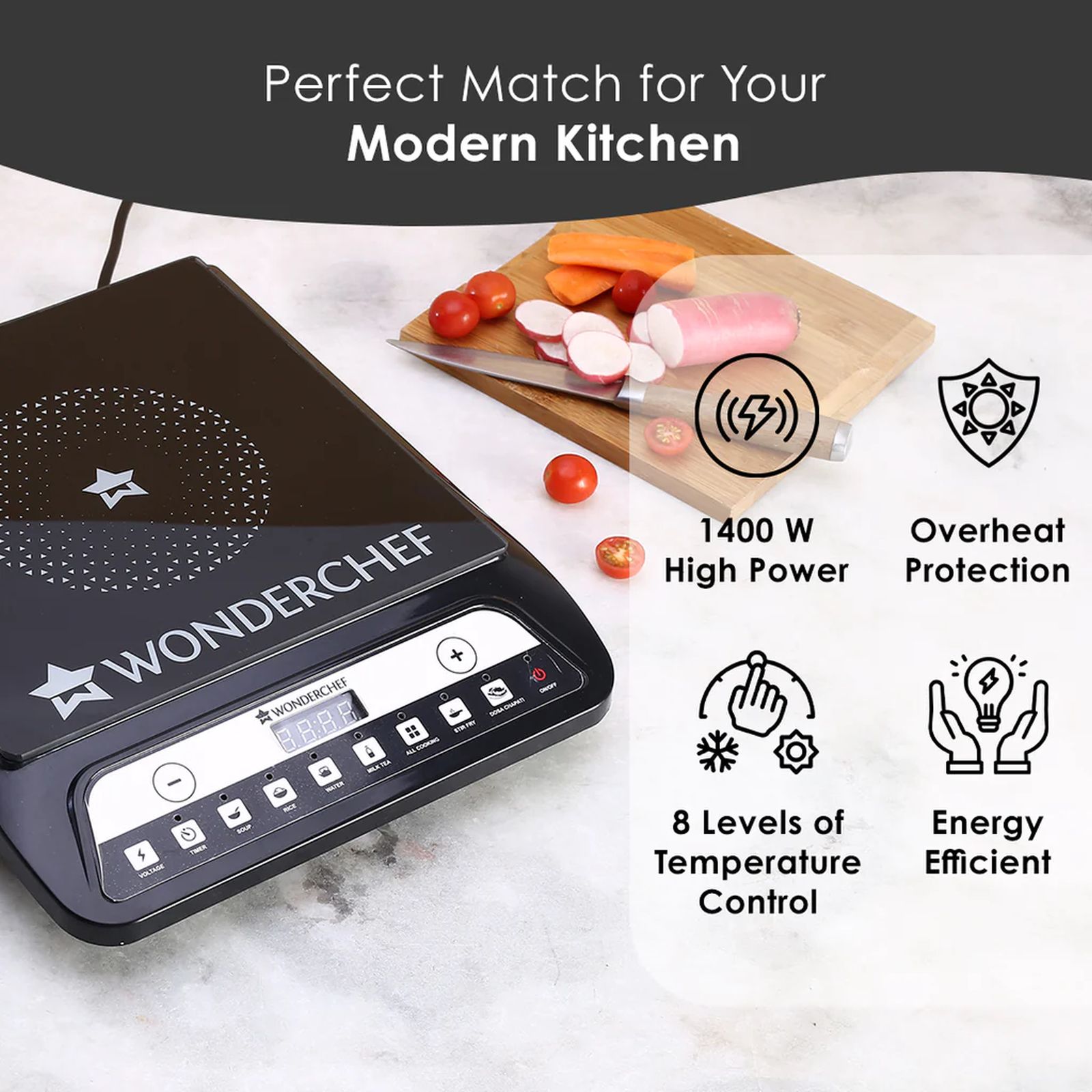 WONDERCHEF Power 1400W Induction Cooktop with 11 Preset Functions WONDERCHEF Power 1400W Induction Cooktop with 11 Preset Functions_3
