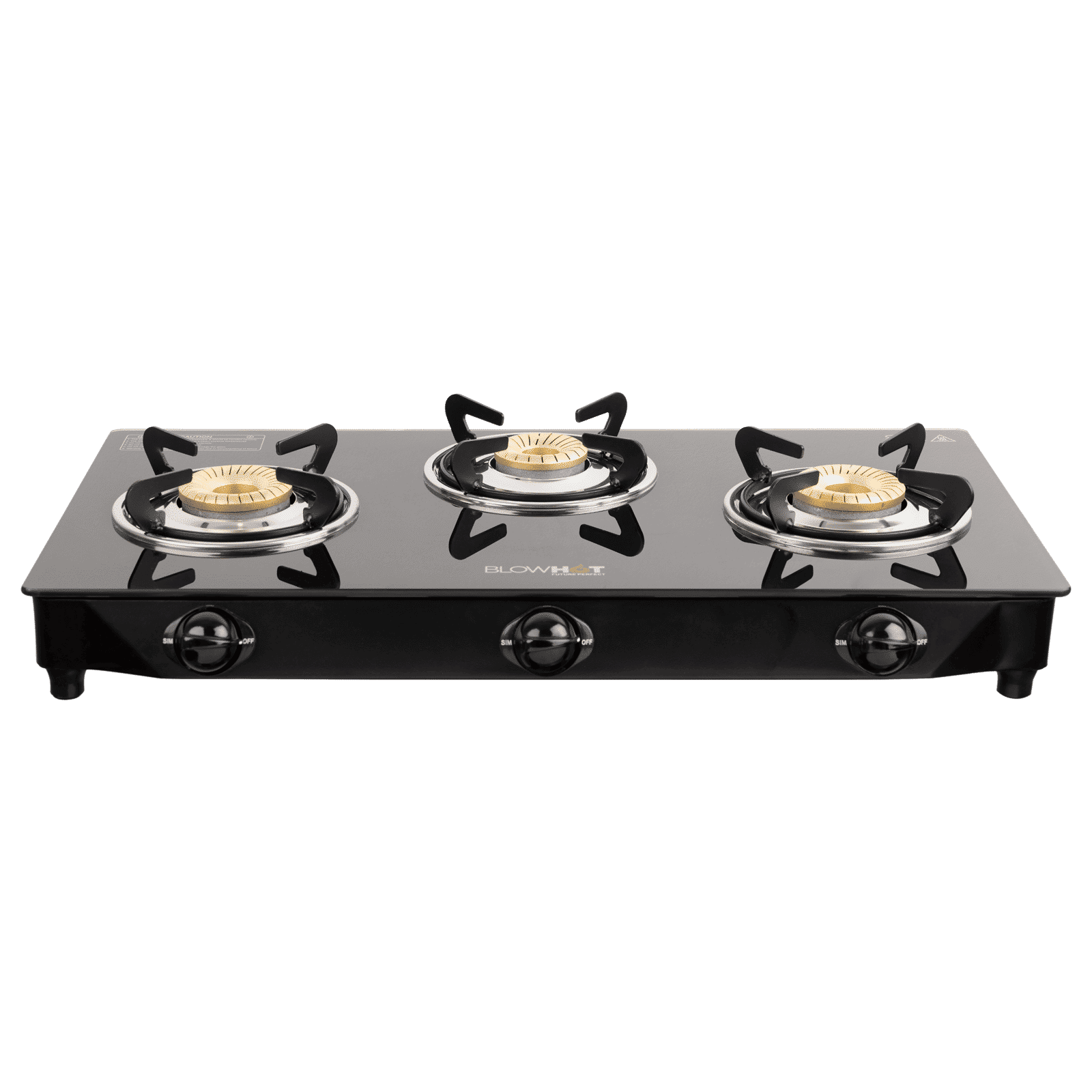 BLOWHOT Pearl Toughened Glass Top 3 Burner Manual Gas Stove (Premium Glass Finish, Black) _6