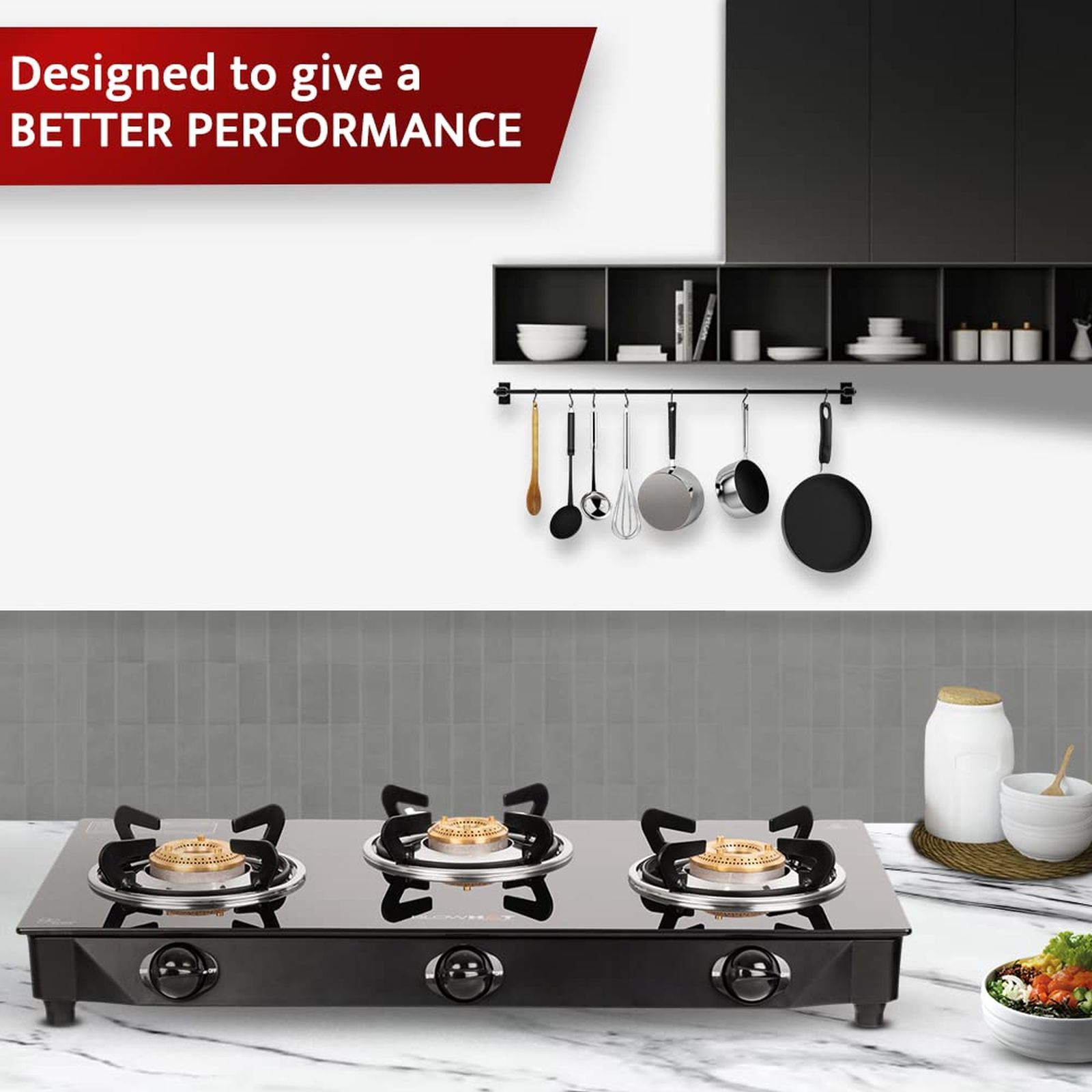 BLOWHOT Ruby Toughened Glass Top 3 Burner Manual Gas Stove (ISI Certified, Black)_7