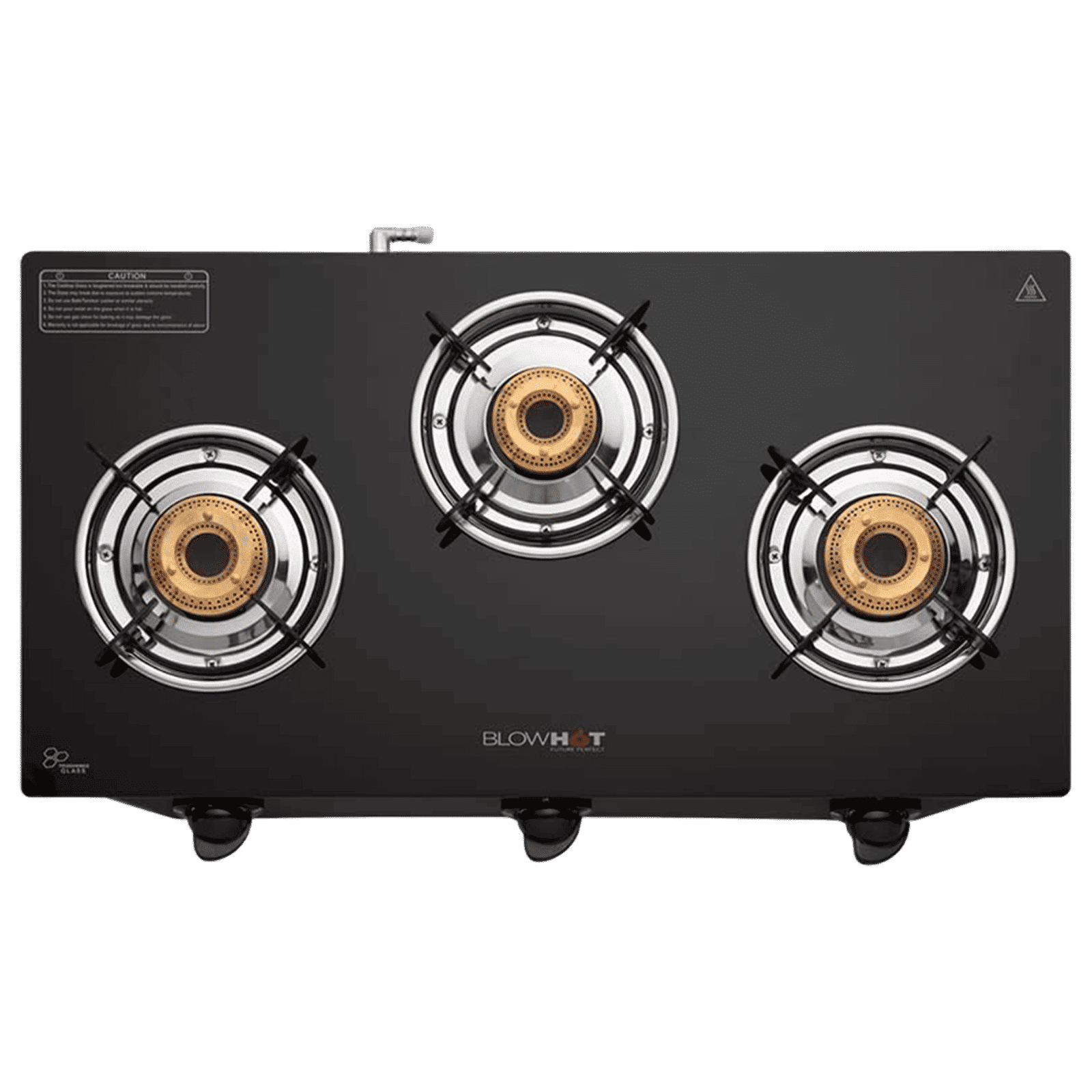 BLOWHOT Ruby Toughened Glass Top 3 Burner Manual Gas Stove (ISI Certified, Black)_4
