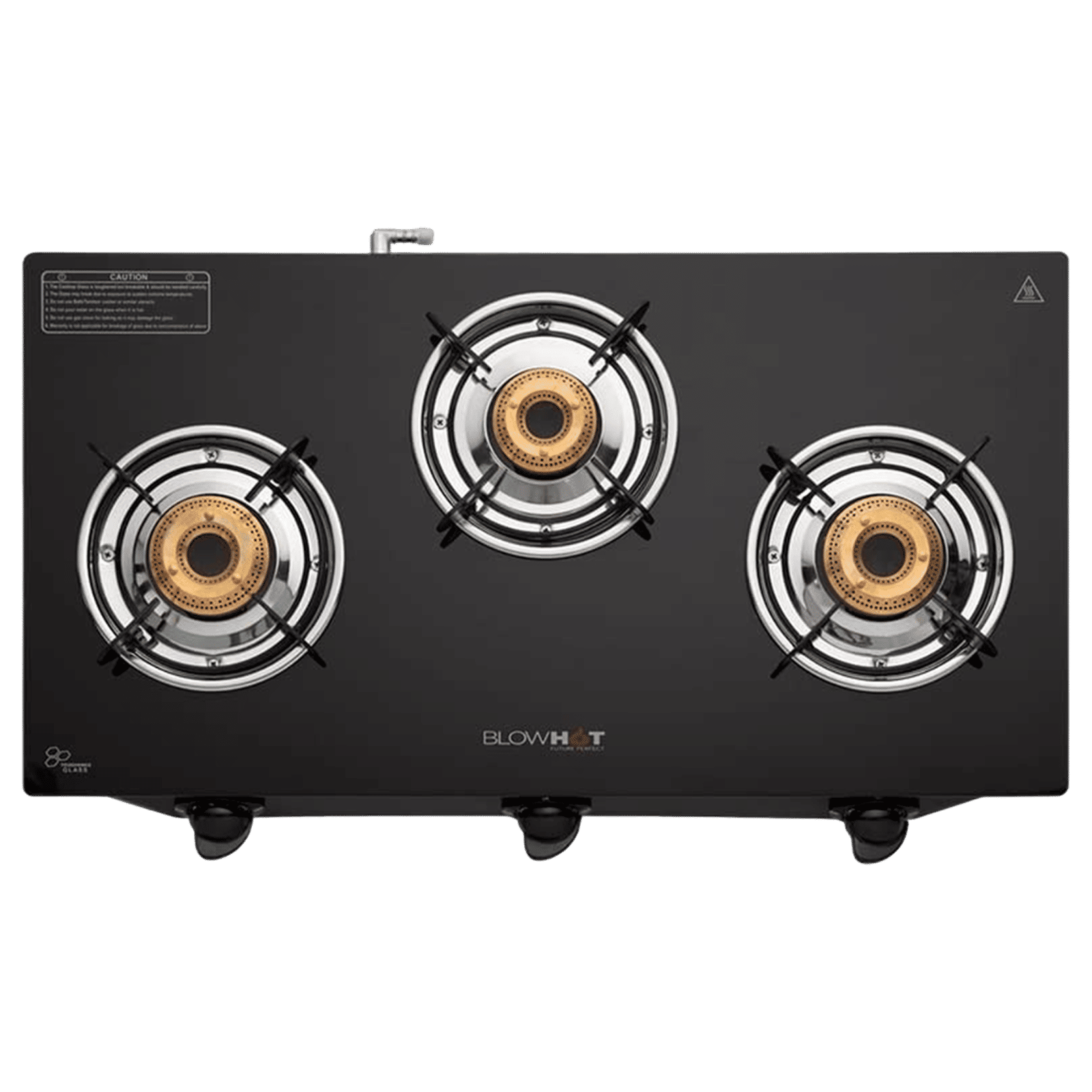 BLOWHOT Ruby Toughened Glass Top 3 Burner Manual Gas Stove (ISI Certified, Black)_1