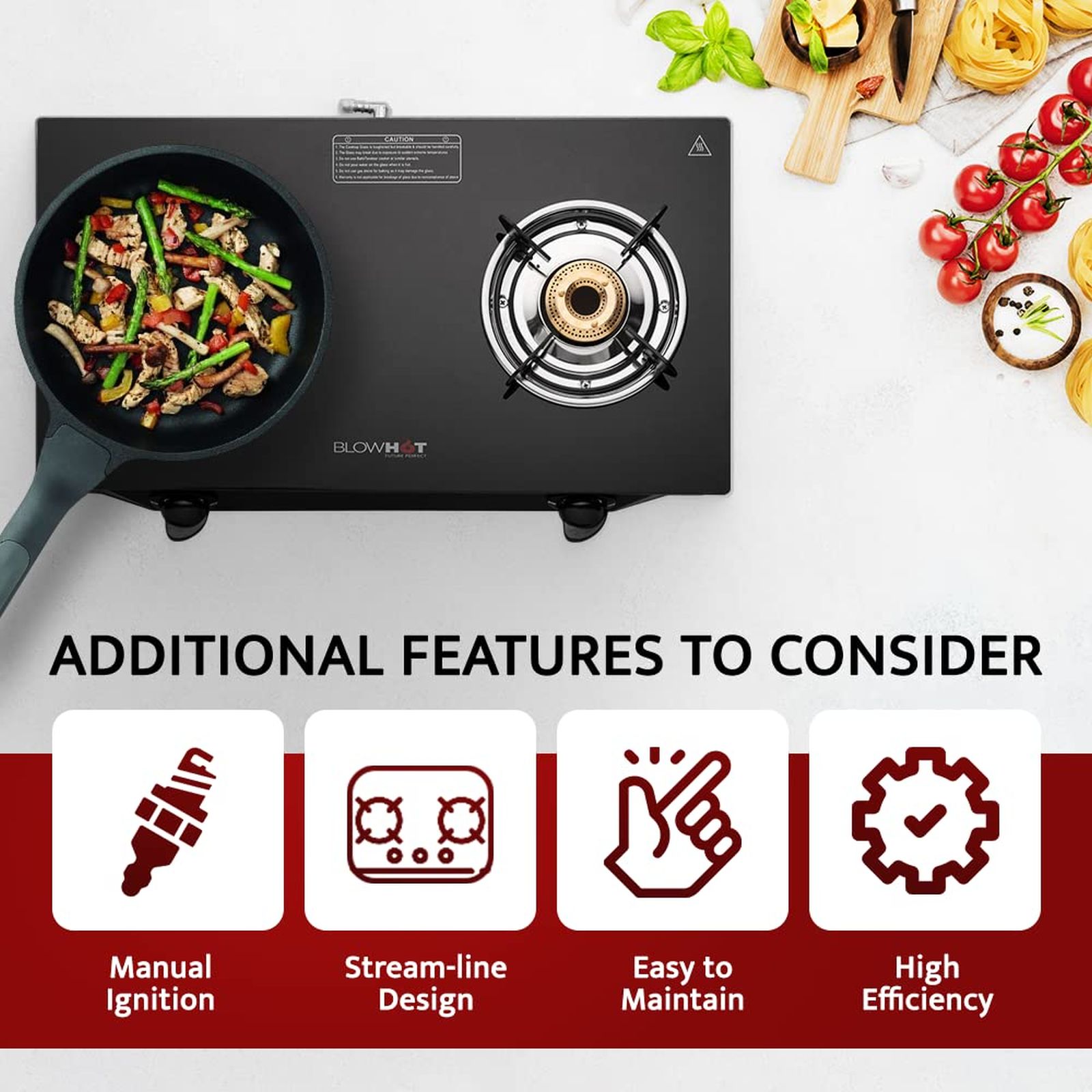 BLOWHOT Ruby Toughened Glass Top 2 Burner Manual Gas Stove (ISI Certified, Black)_6