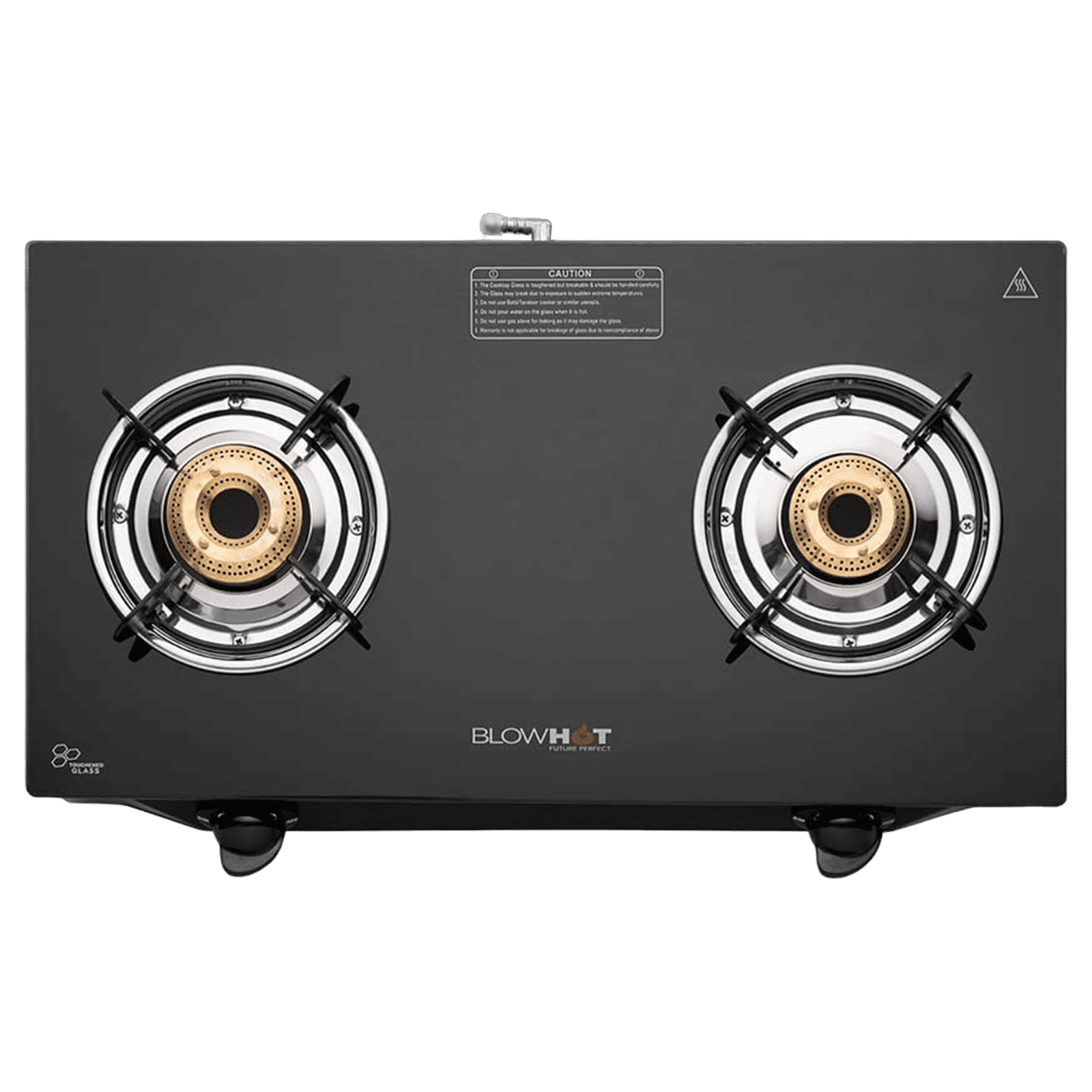BLOWHOT Ruby Toughened Glass Top 2 Burner Manual Gas Stove (ISI Certified, Black)_1