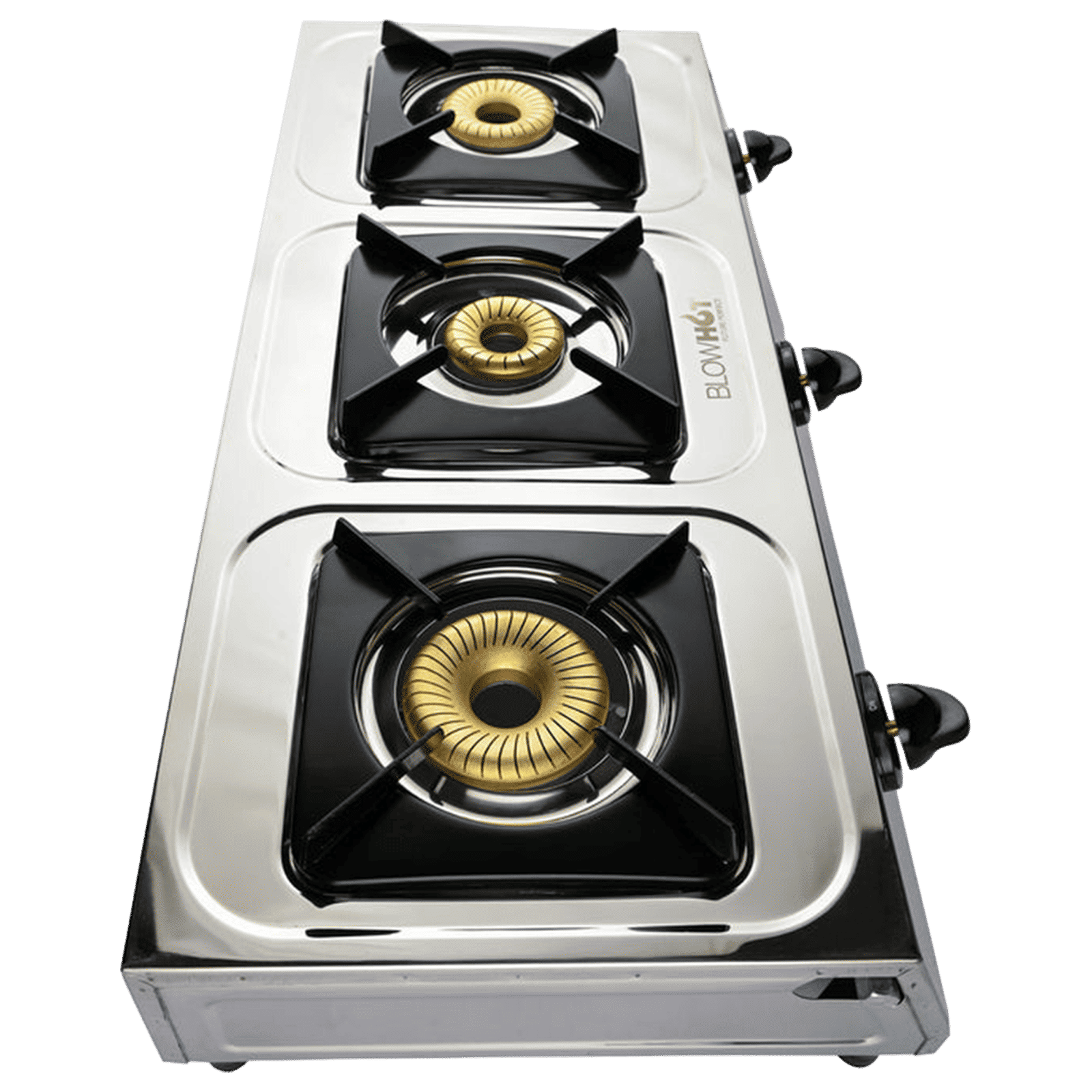 BLOWHOT Crystal Stainless Steel Top 3 Burner Manual Gas Stove (ISI Certified, Black)_9