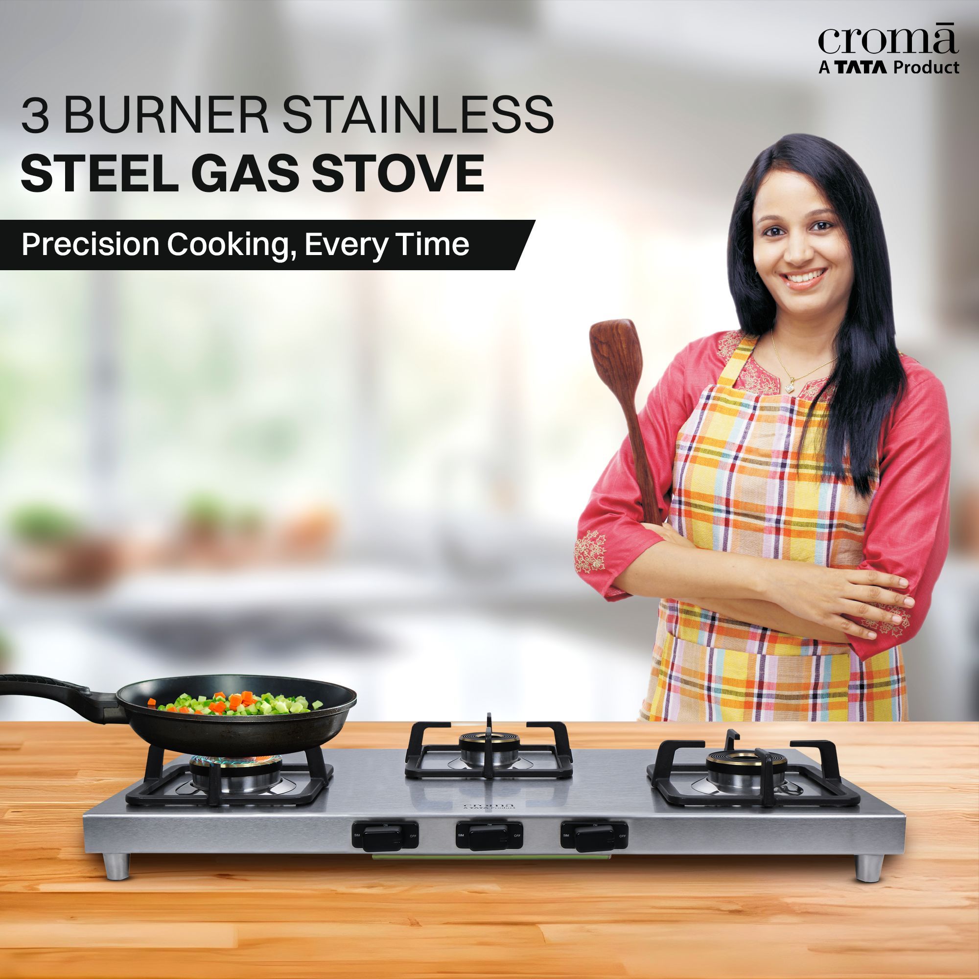 Croma 3 Burner Manual Gas Stove (Strong Anti-Skid Rubber Feet, Steel)_8