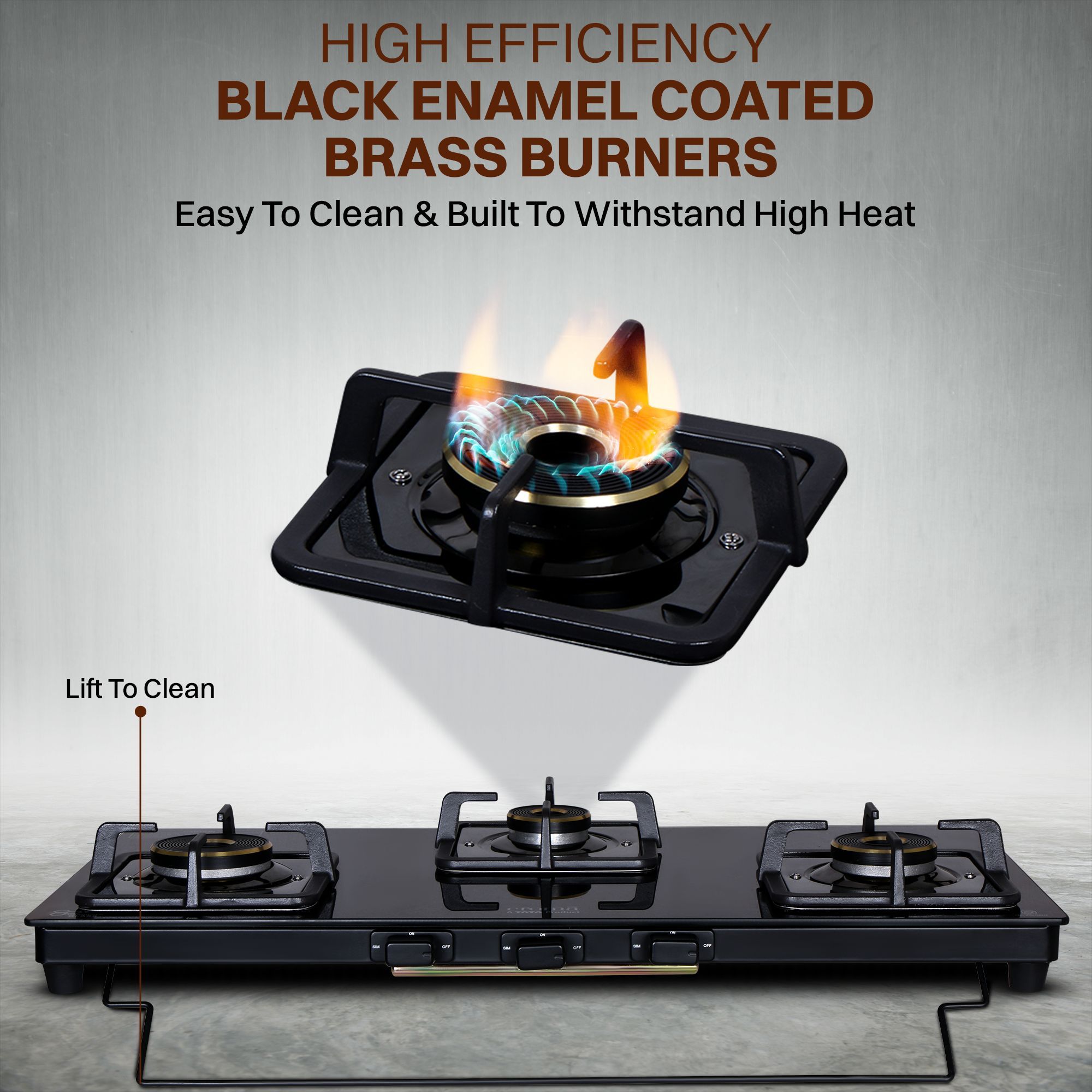 Croma 3 Burner Manual Gas Stove (Premium 3 Burner Glass, Black)_10