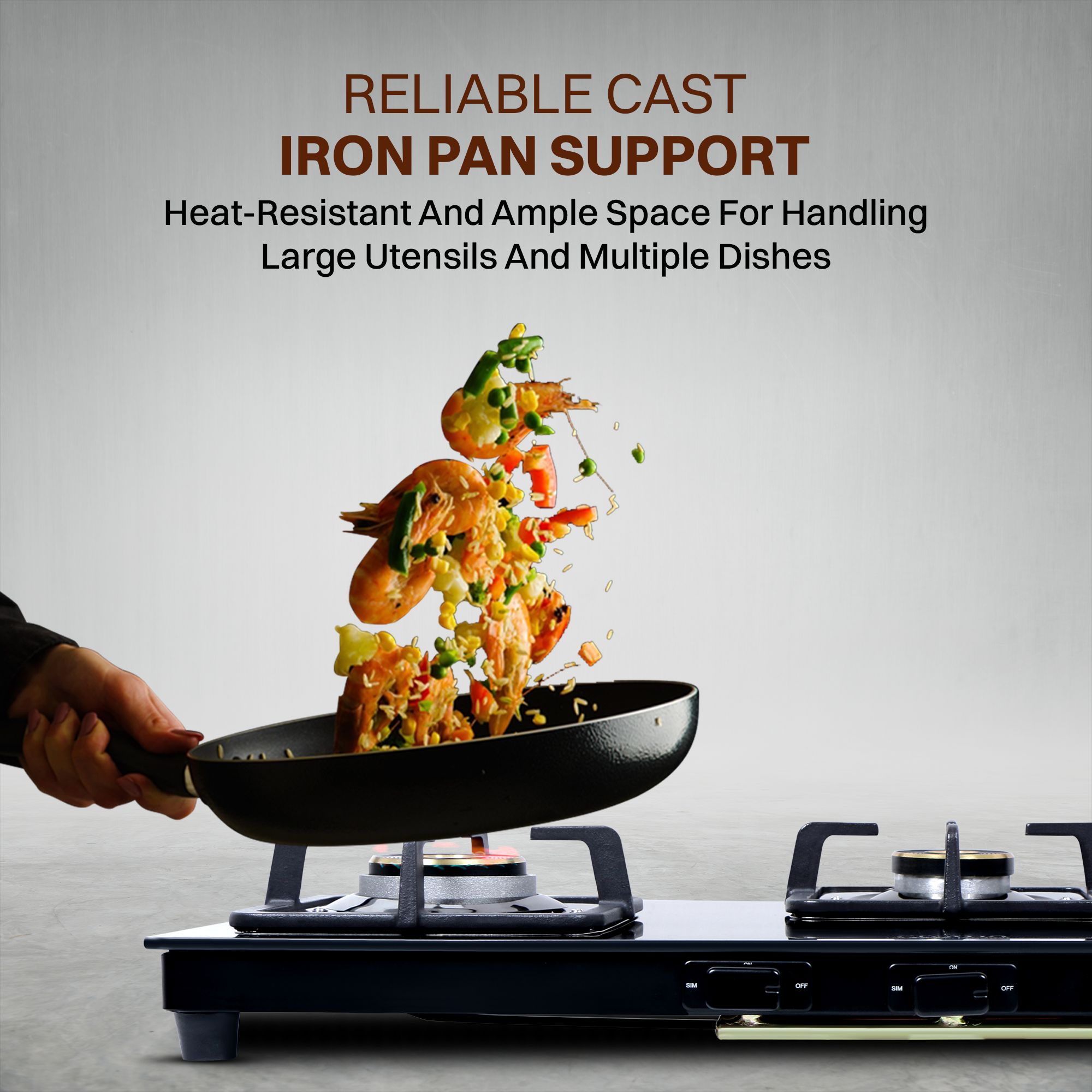 Croma 3 Burner Manual Gas Stove (Premium 3 Burner Glass, Black)_12