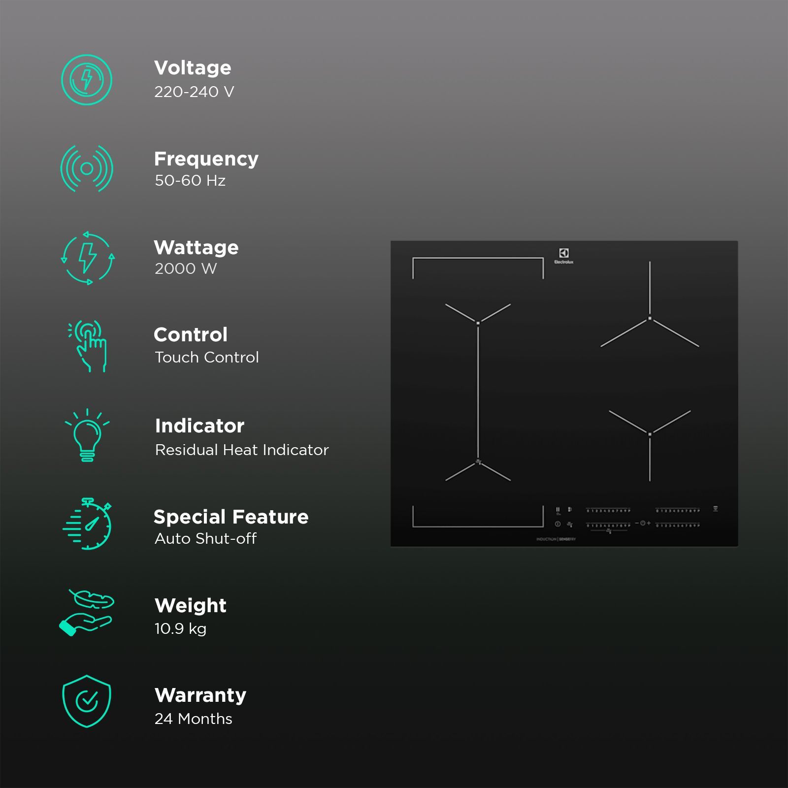 Electrolux UltimateTaste 70 7400W Four Induction Cooktop with Pot Sensor_3