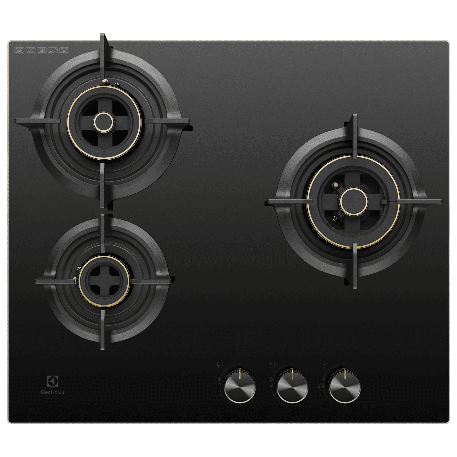 Electrolux UltimateTaste 300 Glass Top 3 Burner Automatic Hob (One Hand Ignition, Black)_1