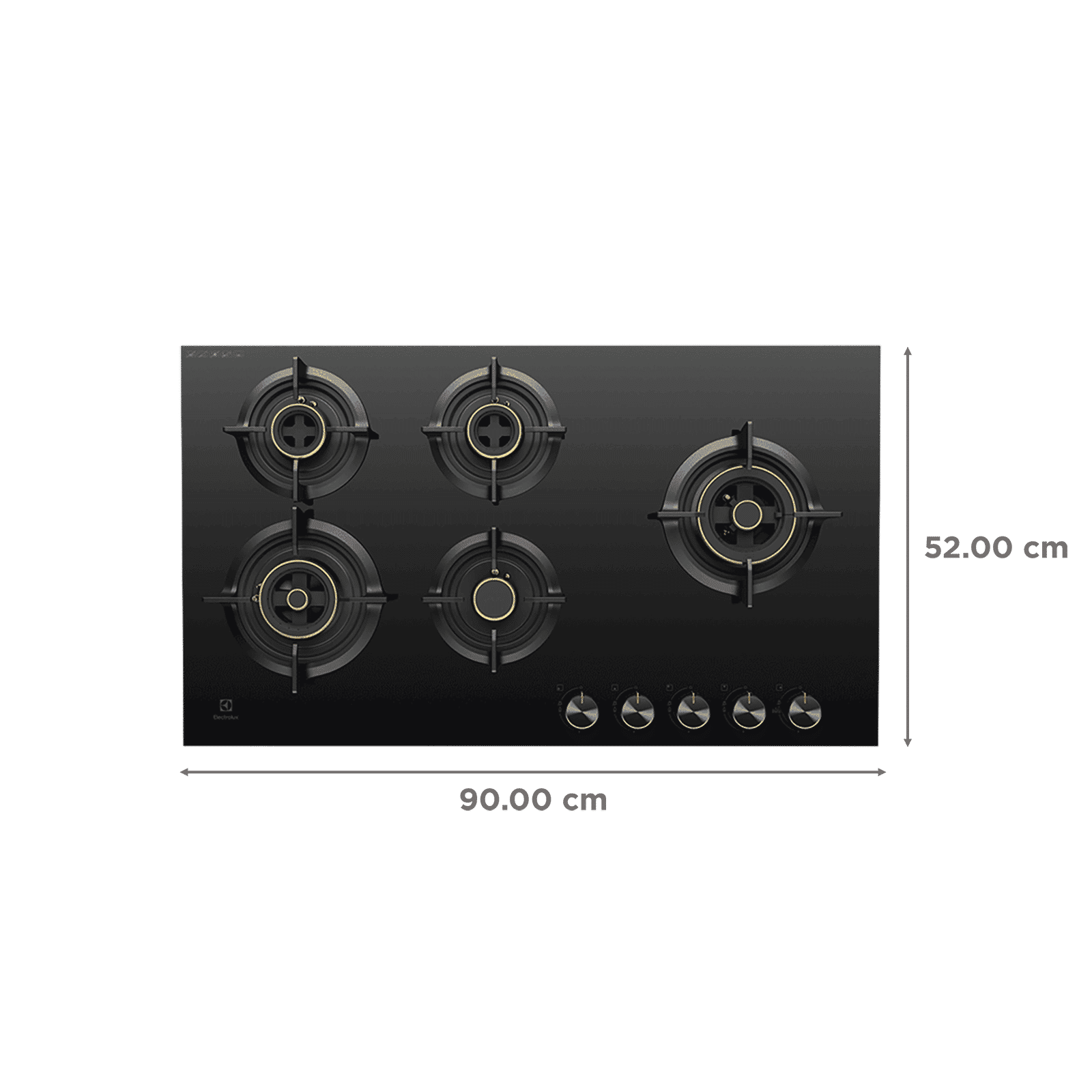 Electrolux UltimateTaste 300 Glass Top 5 Burner Automatic Hob (Cast Iron Pan Supports, Black)_2