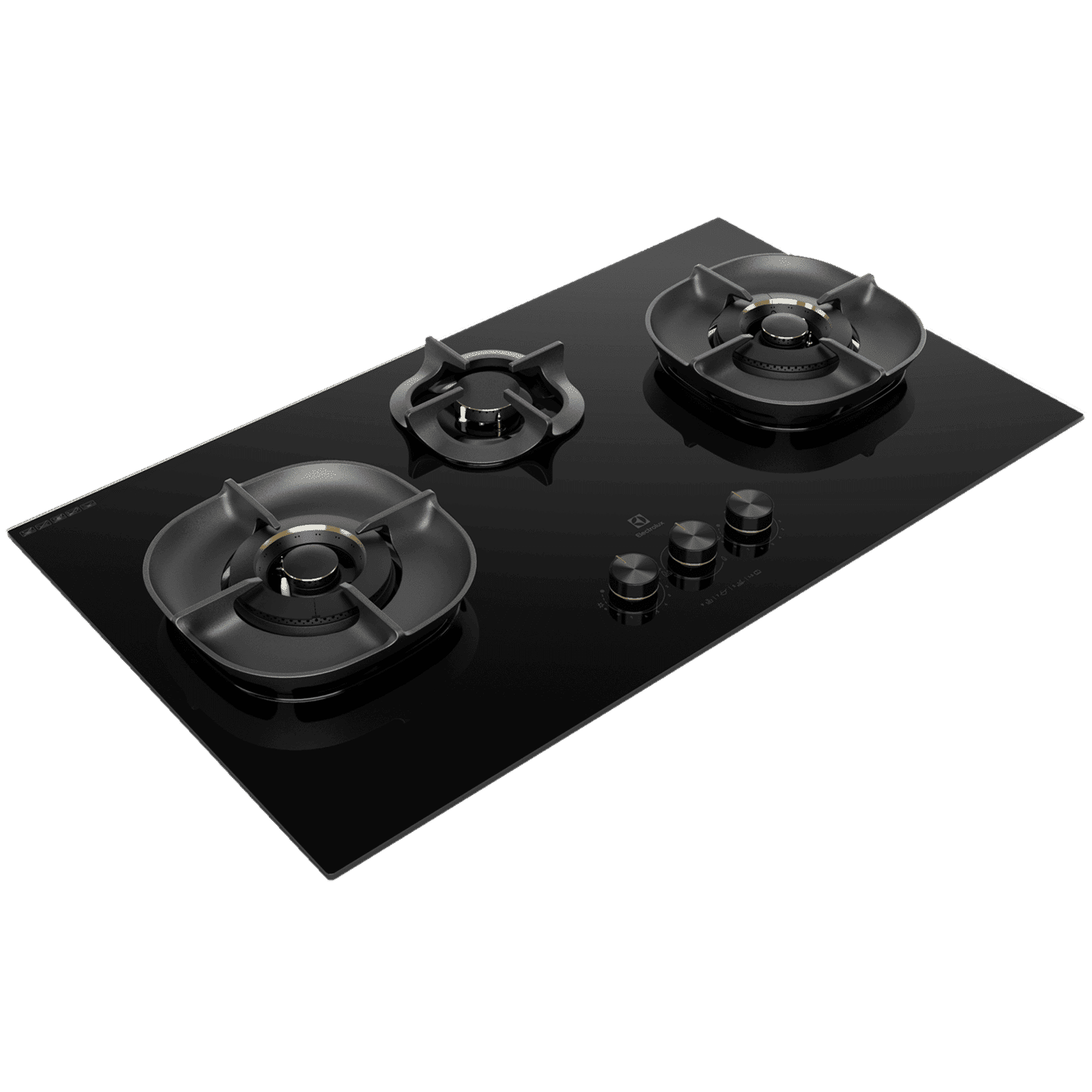 Electrolux UltimateTaste 700 Glass Top 3 Burner Automatic Hob (Cast Iron Pan Supports, Black Glass)_1