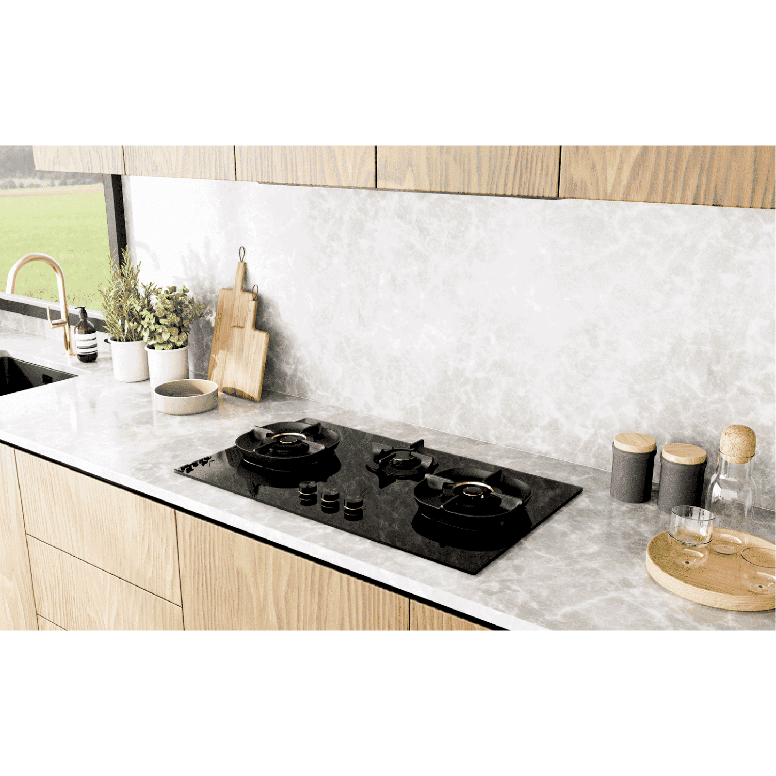 Electrolux UltimateTaste 700 Glass Top 3 Burner Automatic Hob (Cast Iron Pan Supports, Black Glass)_7