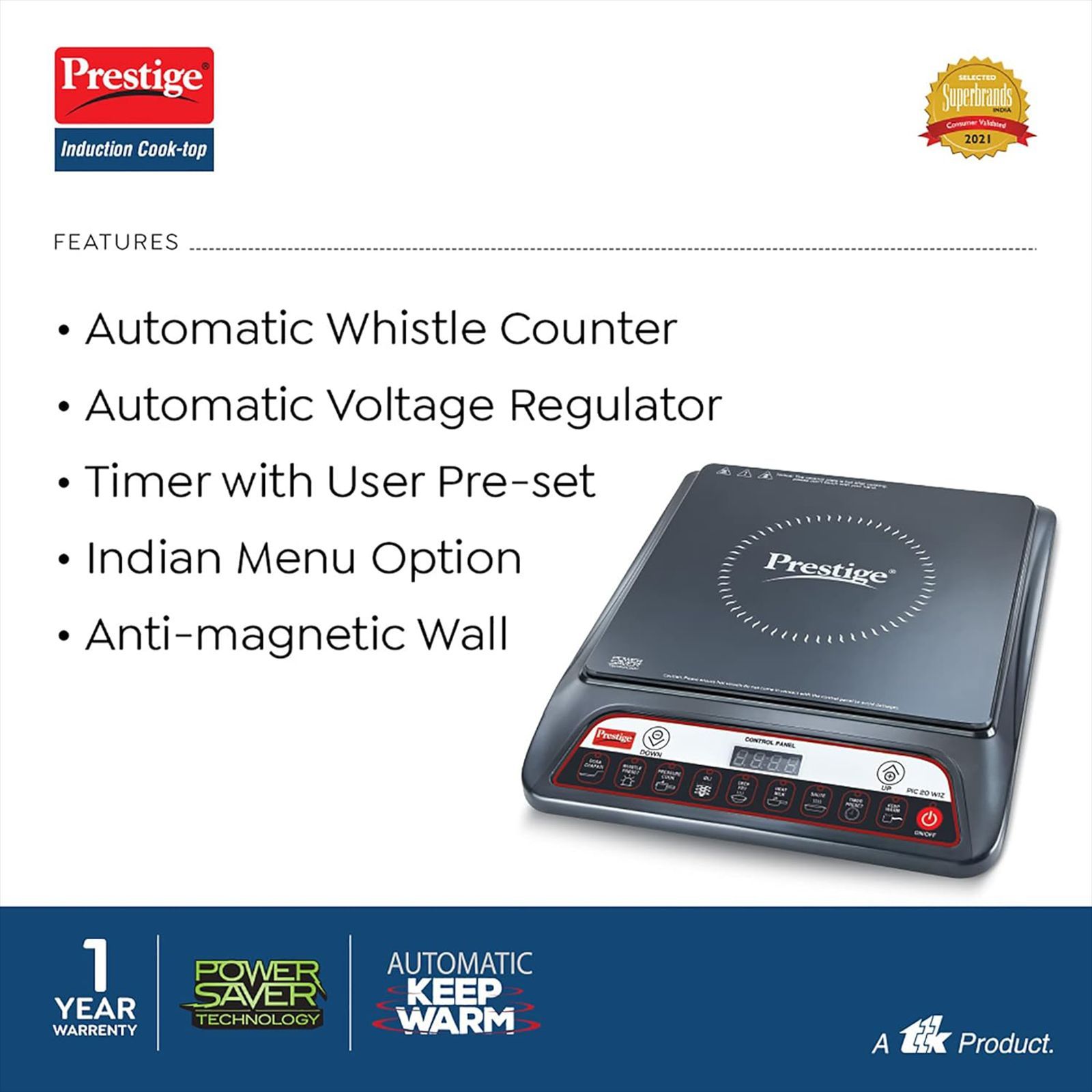 Prestige PIC 20 WIZ 1600W Induction Cooktop with 7 Preset Menus_10