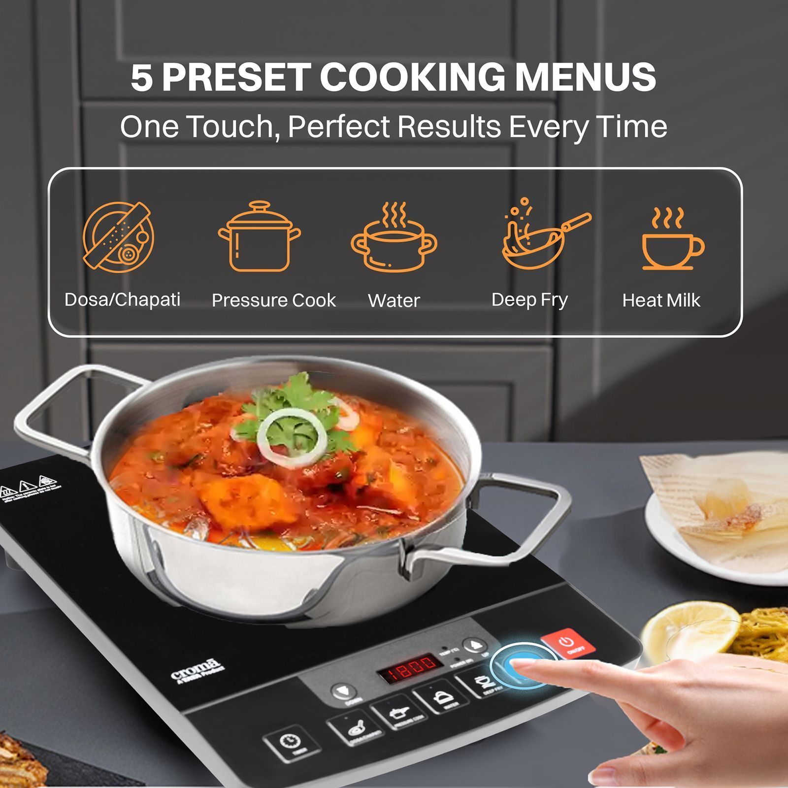 Croma 1600W Induction Cooktop with 5 Preset Menus Croma 1600W Induction Cooktop with 5 Preset Menus_11