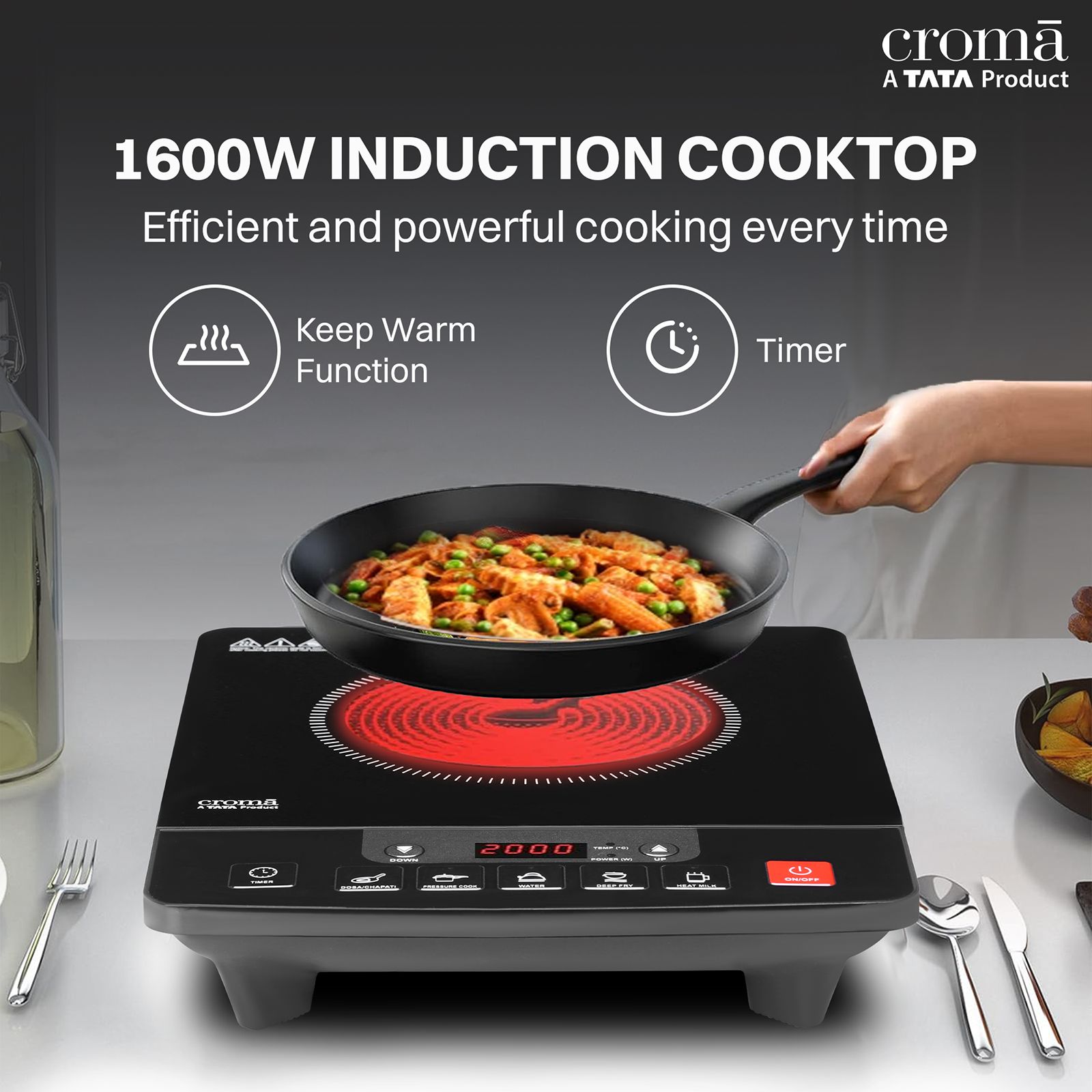 Croma 1600W Induction Cooktop with 5 Preset Menus Croma 1600W Induction Cooktop with 5 Preset Menus_9