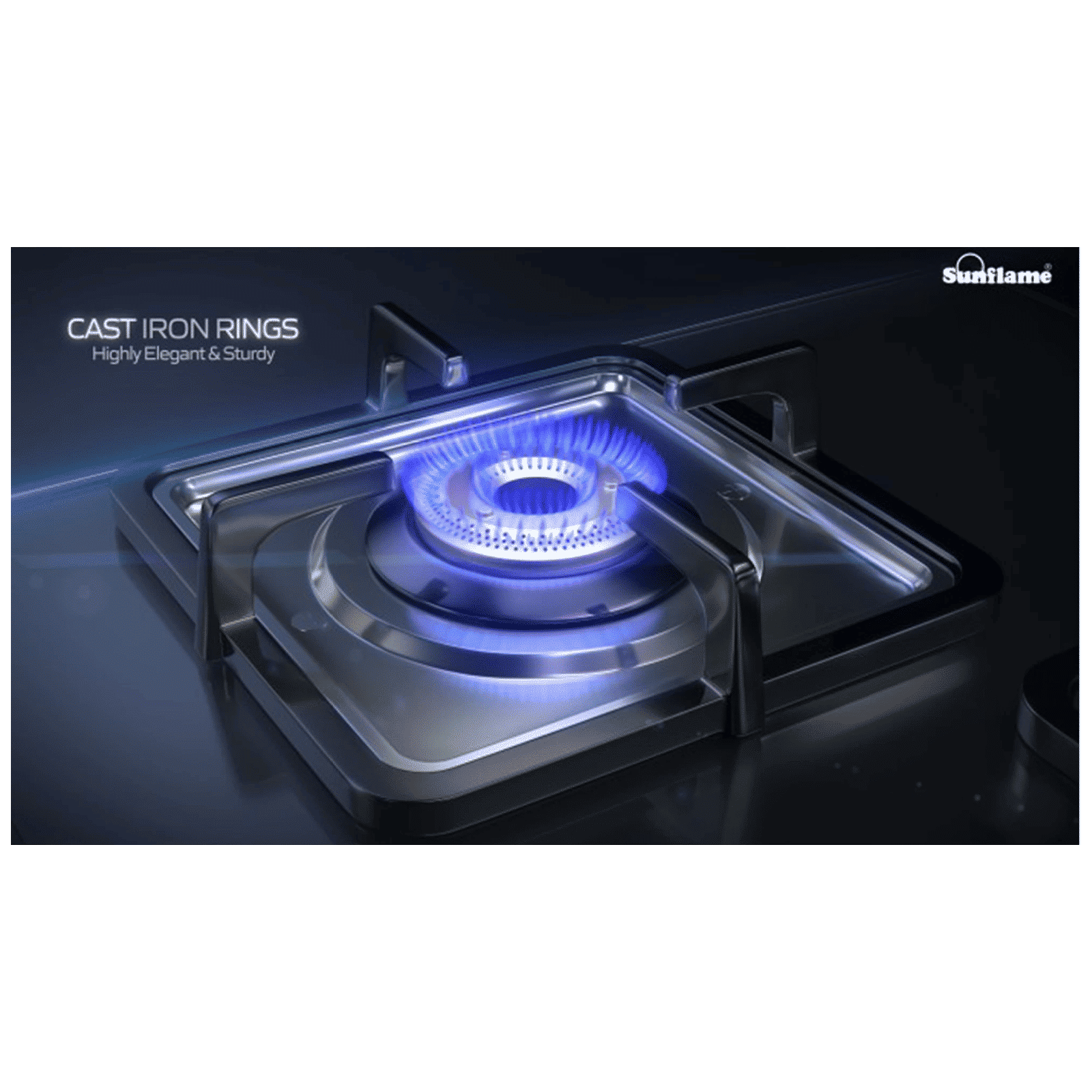 Sunflame Solitaire Tempered Glass Top 3 Burner Manual Gas Stove (Forged Brass Burners, Black)_4