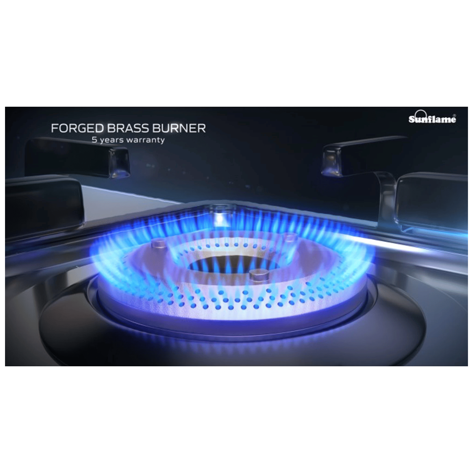 Sunflame Solitaire Tempered Glass Top 3 Burner Manual Gas Stove (Forged Brass Burners, Black)_5