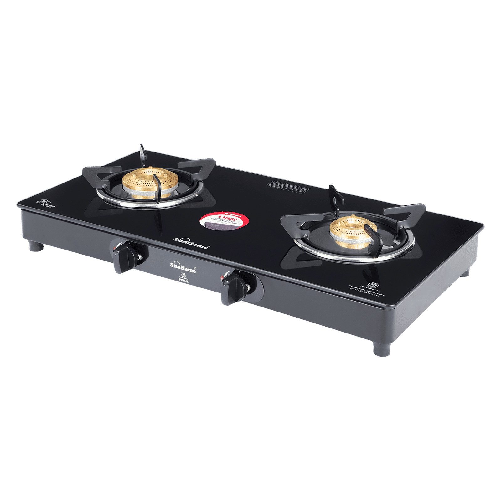 Sunflame Prime Toughened Glass Top 2 Burner Manual Gas Stove (ISI Certified, Black)_6