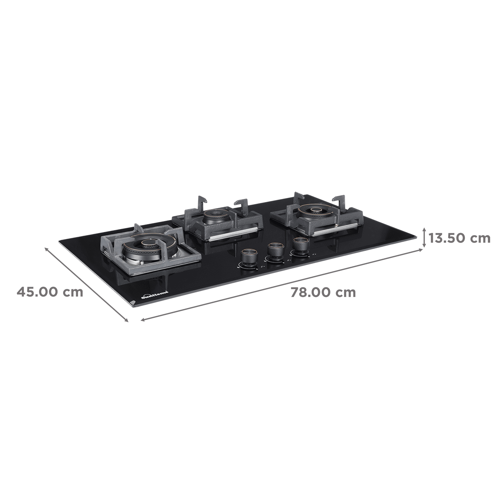 Sunflame SFM-378 BCS Toughened Glass Top 3 Burner Automatic Hob (Cast Iron Pan Supports, Black)_2