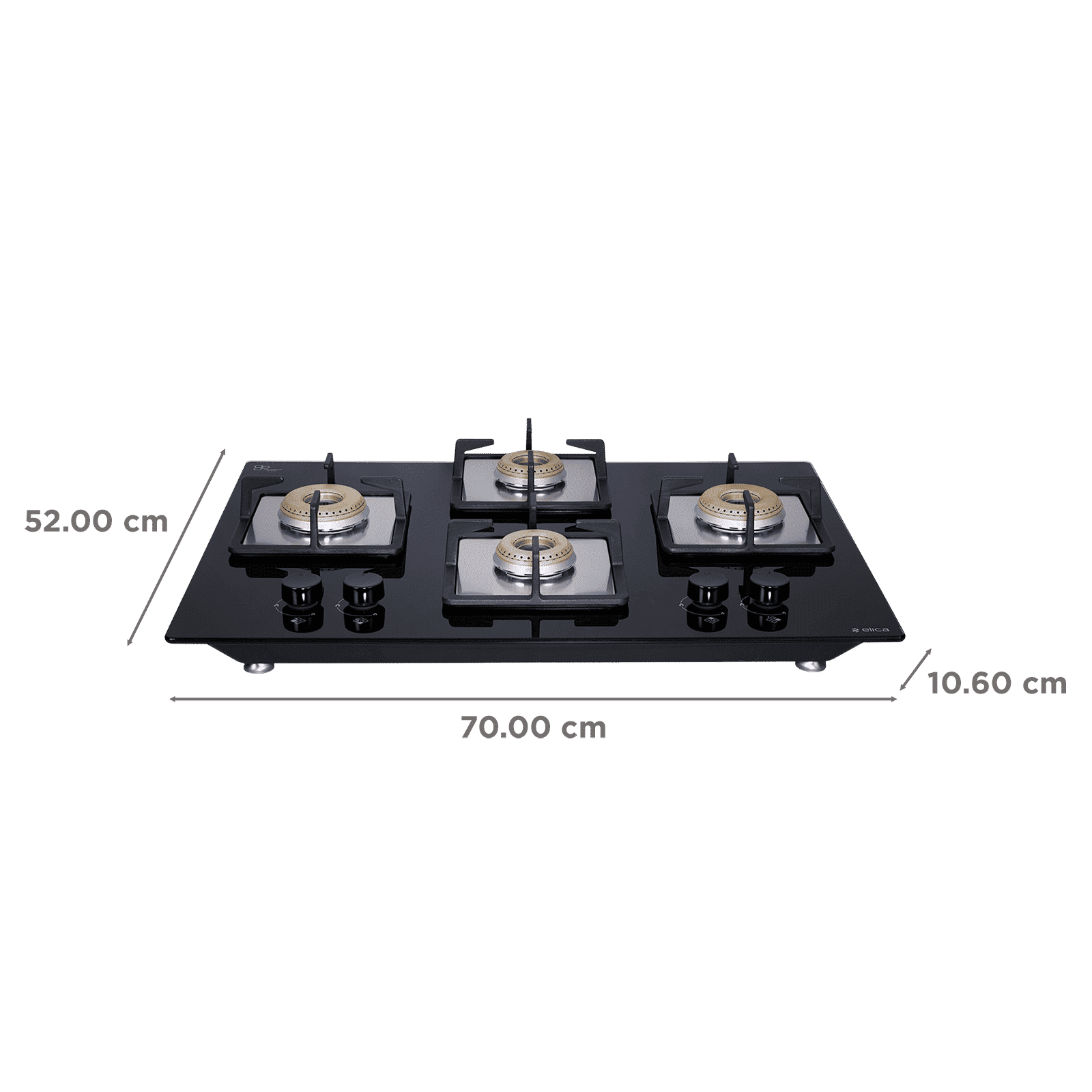 elica FLEXI HCT 470 DX LOTUS Toughened Glass Top 4 Burner Automatic Hob (Cast Iron Grid, Black)_2