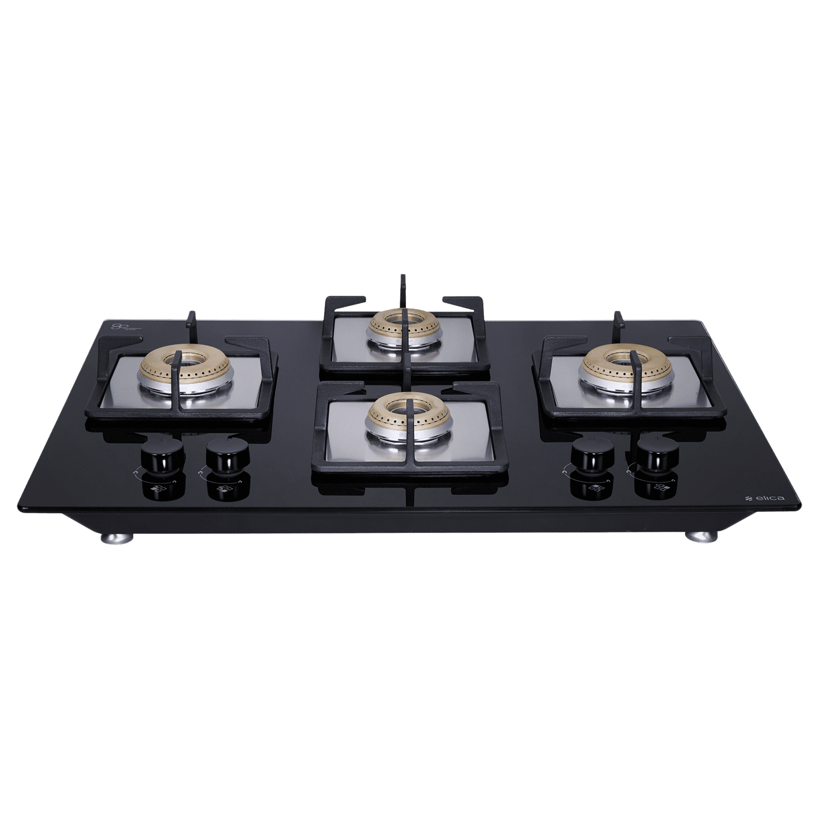 elica FLEXI HCT 470 DX LOTUS Toughened Glass Top 4 Burner Automatic Hob (Cast Iron Grid, Black)_6