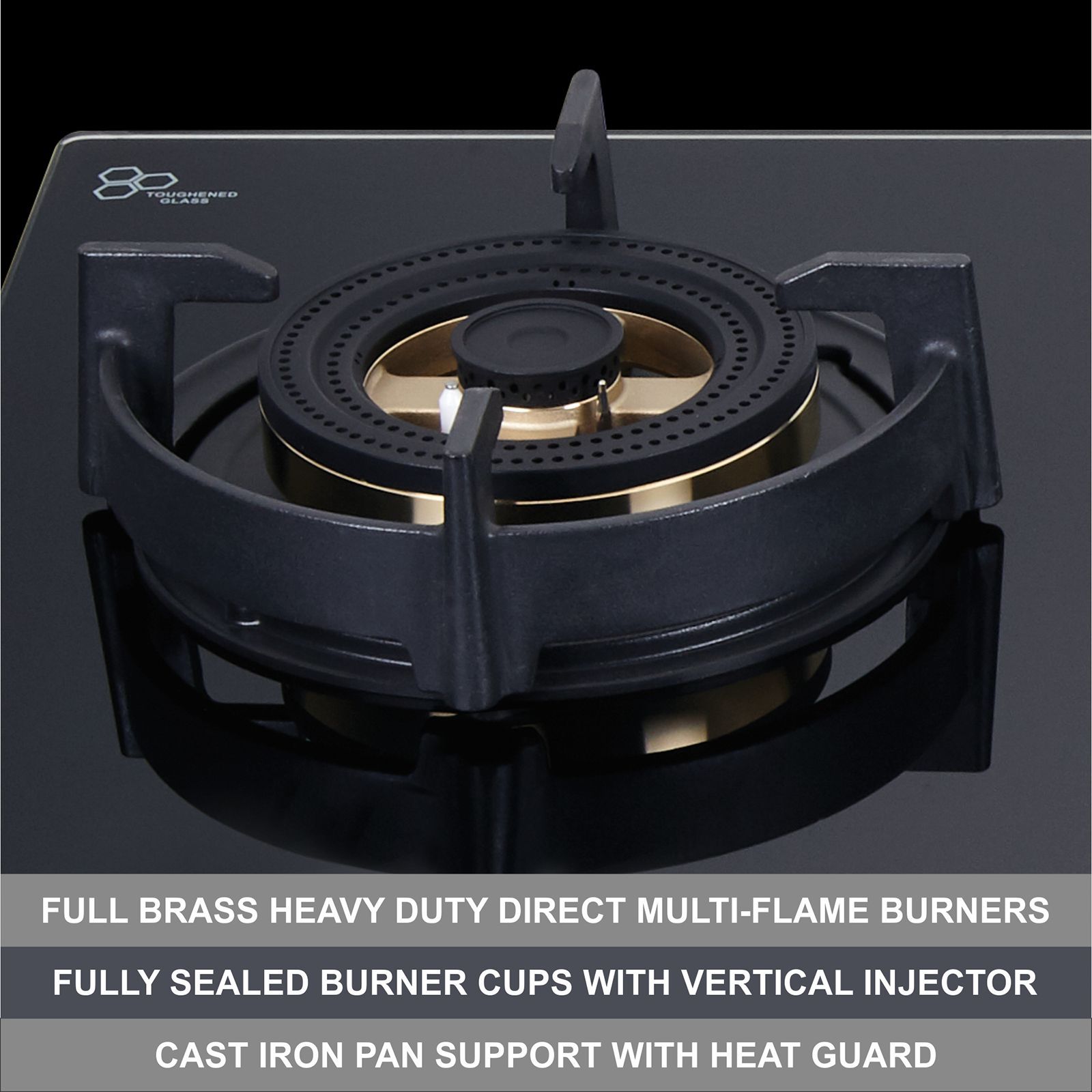 elica FLEXI DFS FB MFC 3B 90 DX Glass Top 3 Burner Automatic Hob (Cast Iron Pan Support with Heat Guard, Black)_4