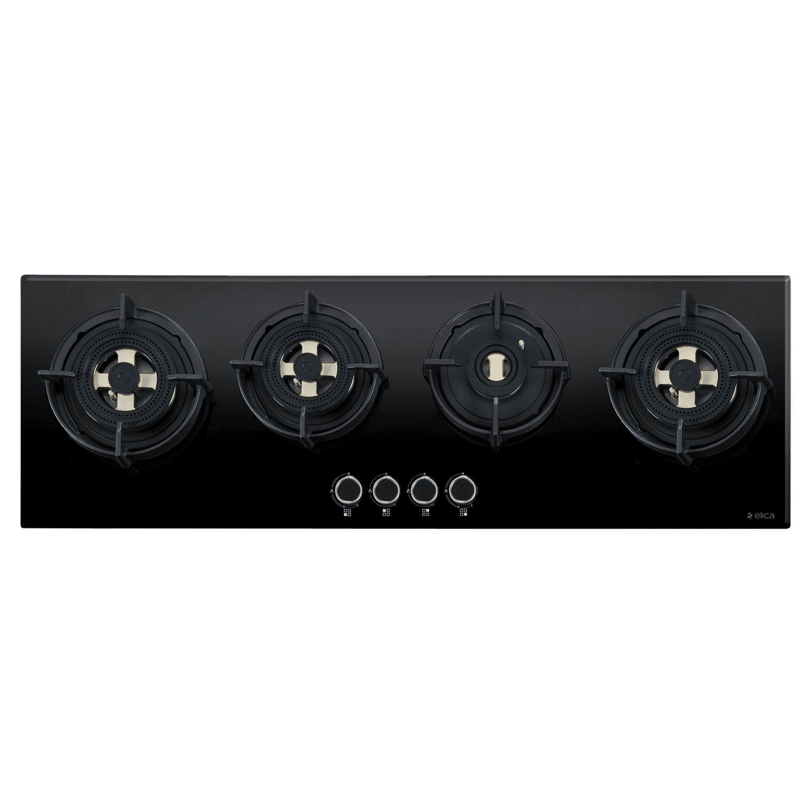 elica DFS FB MFC 4B 100 DX Glass Top 4 Burner Automatic Hob (Cast Iron Pan Support with Heat Guard, Black)_1