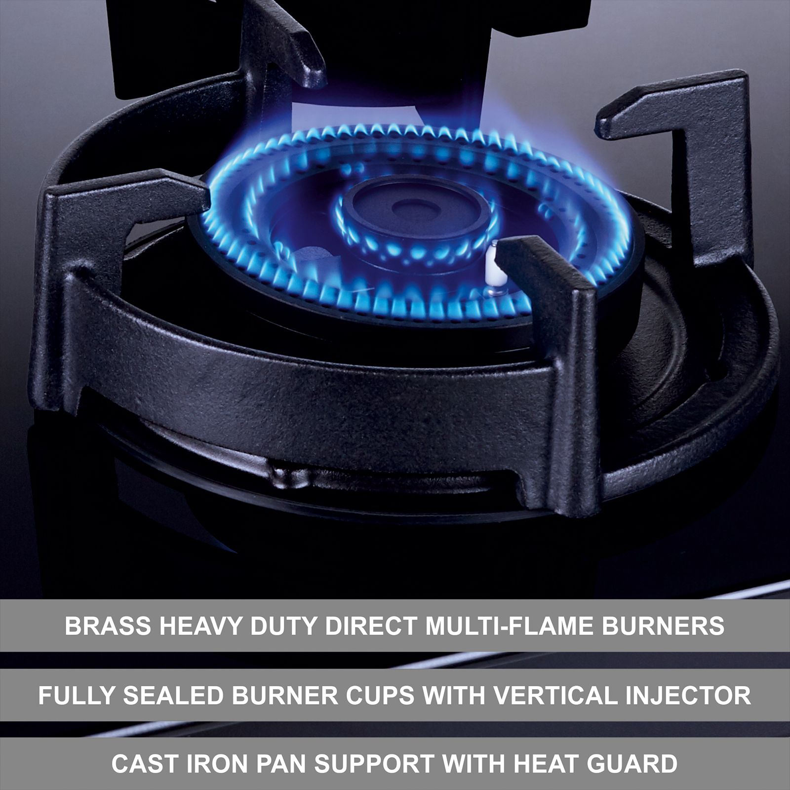 elica FLEXI DFS AB 3B 60 DX Glass Top 3 Burner Automatic Hob (Cast Iron Pan Support with Heat Guard, Black)_4