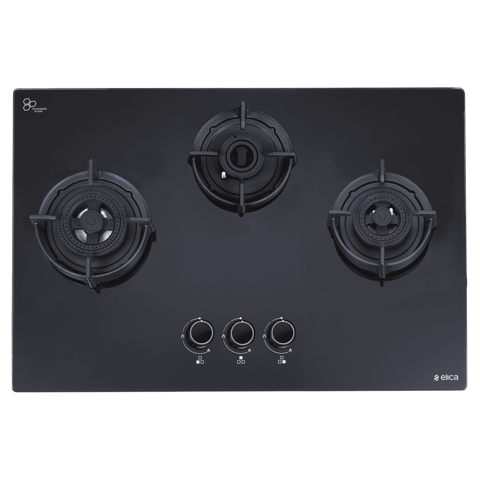 elica FLEXI DFS AB 3B 60 DX Glass Top 3 Burner Automatic Hob (Cast Iron Pan Support with Heat Guard, Black)_6